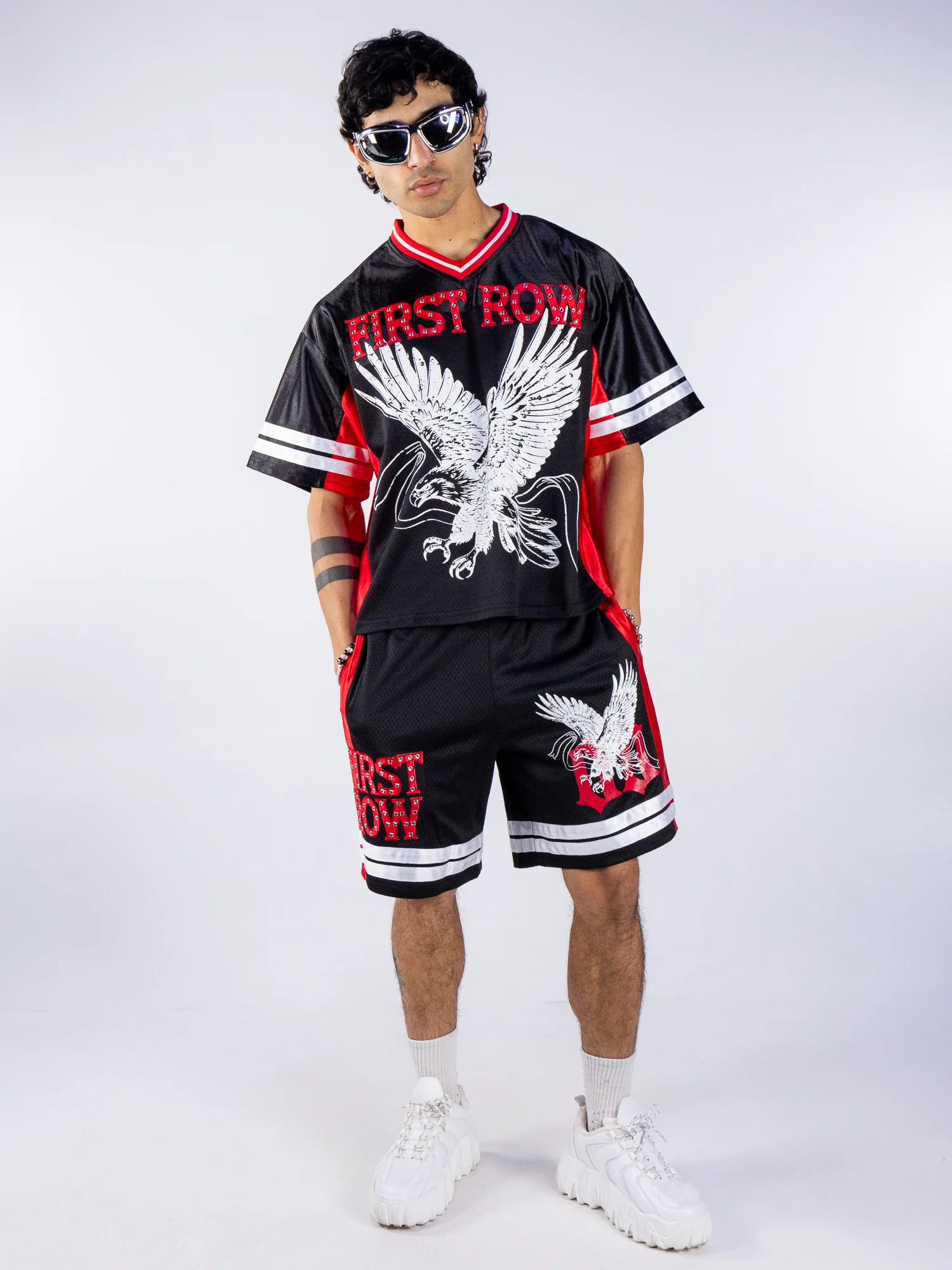 Above All Things Sovereign Men's Black/Red Football Shorts - Image 5