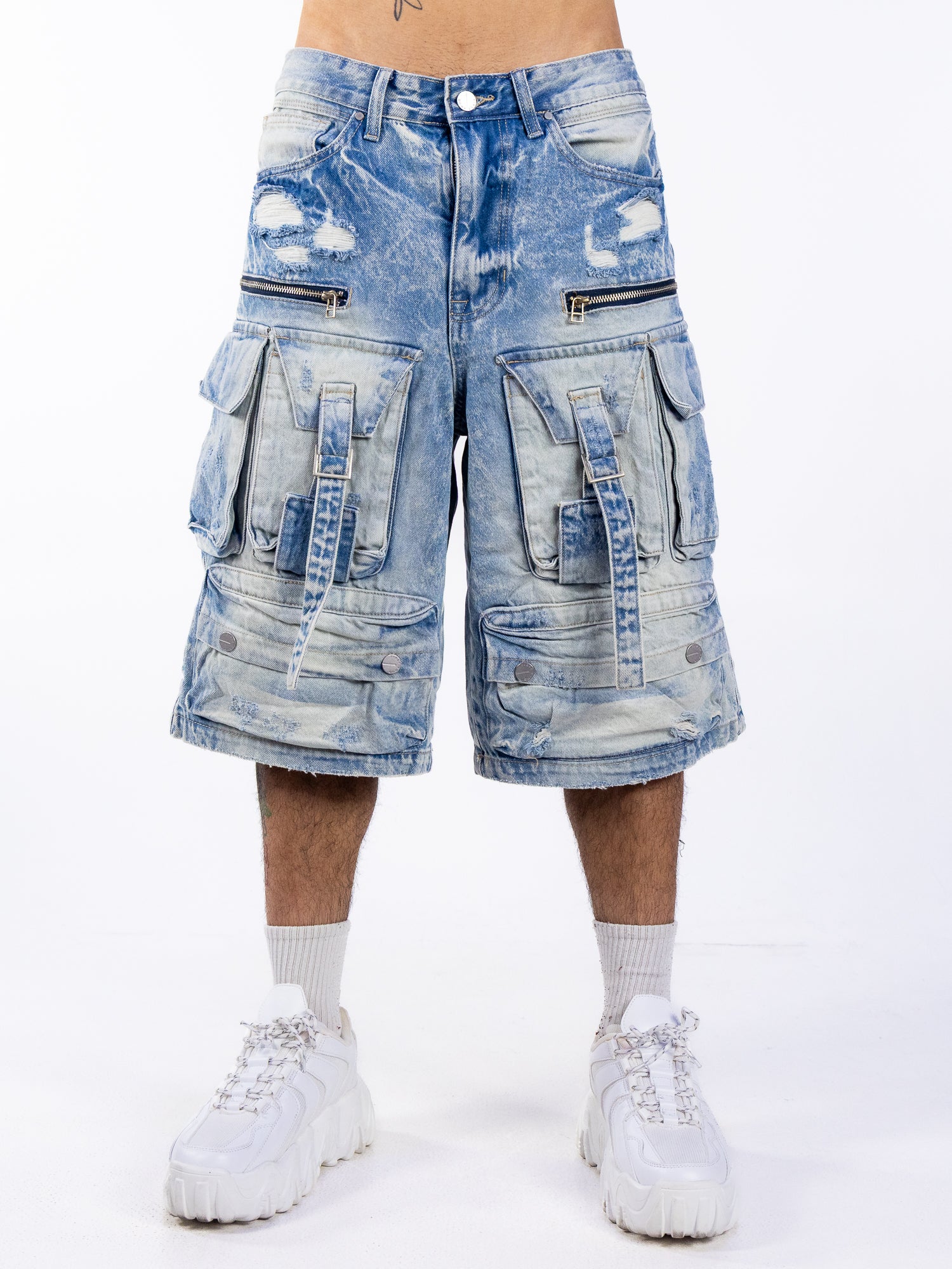 Acid Blue Men's Denim Cargo Jorts