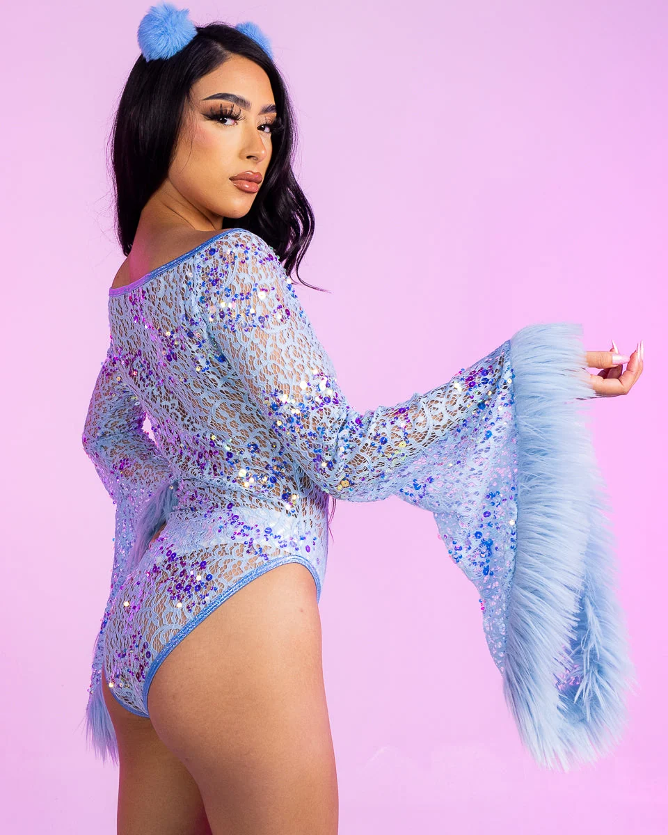 Aqua Sequin Net Bodysuit - Image 8