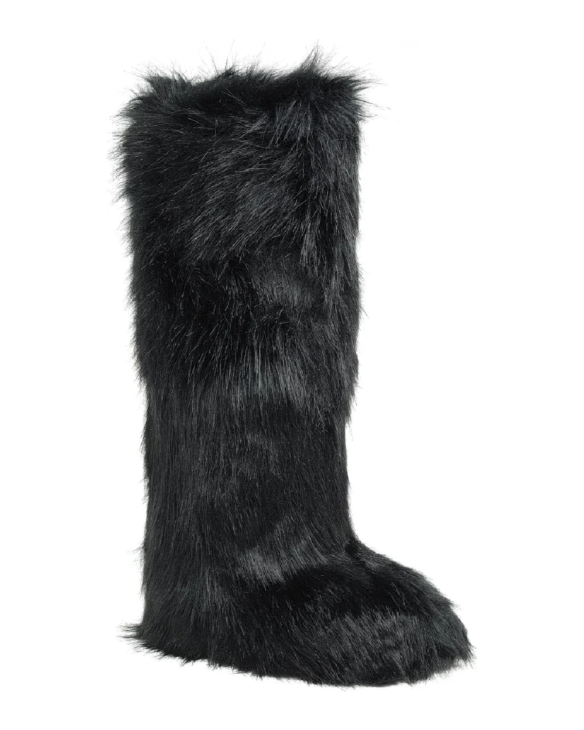Black Animalistic Women's Faux Fur Platform Boots - Image 4