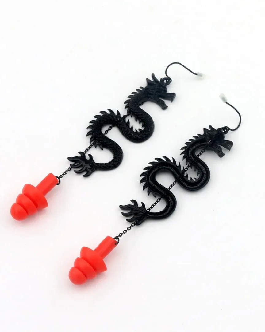 Black Dragons Earplug Earrings - Image 3
