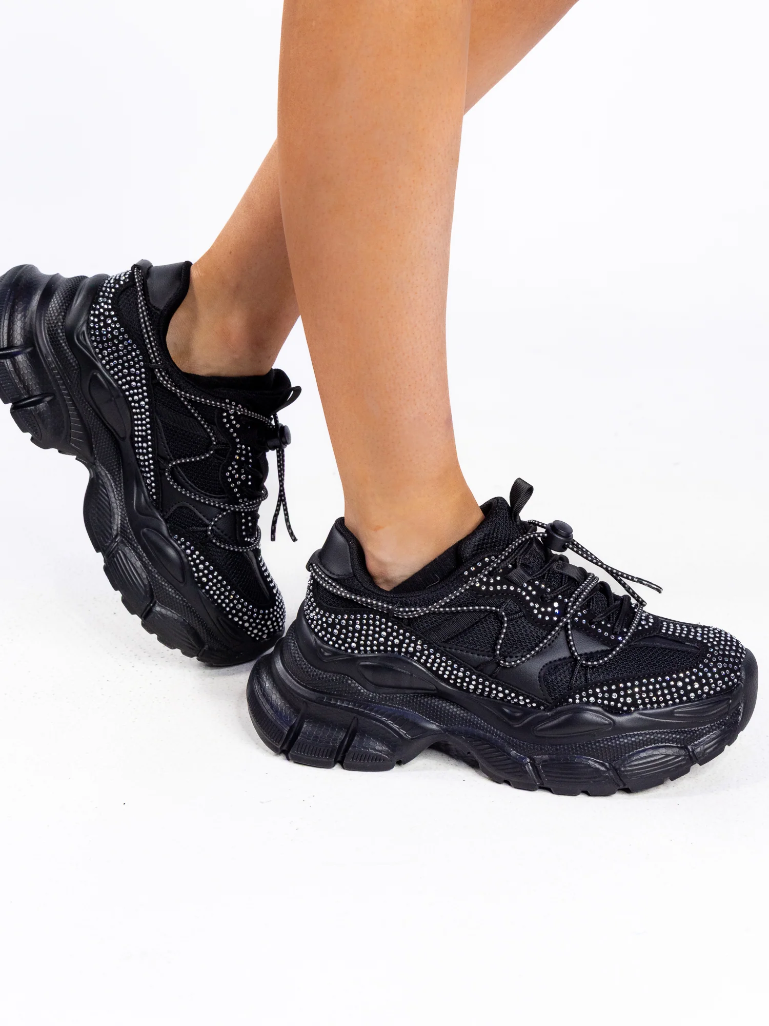 Black Ice Women's Rhinestone Chunky Sneakers - Image 2
