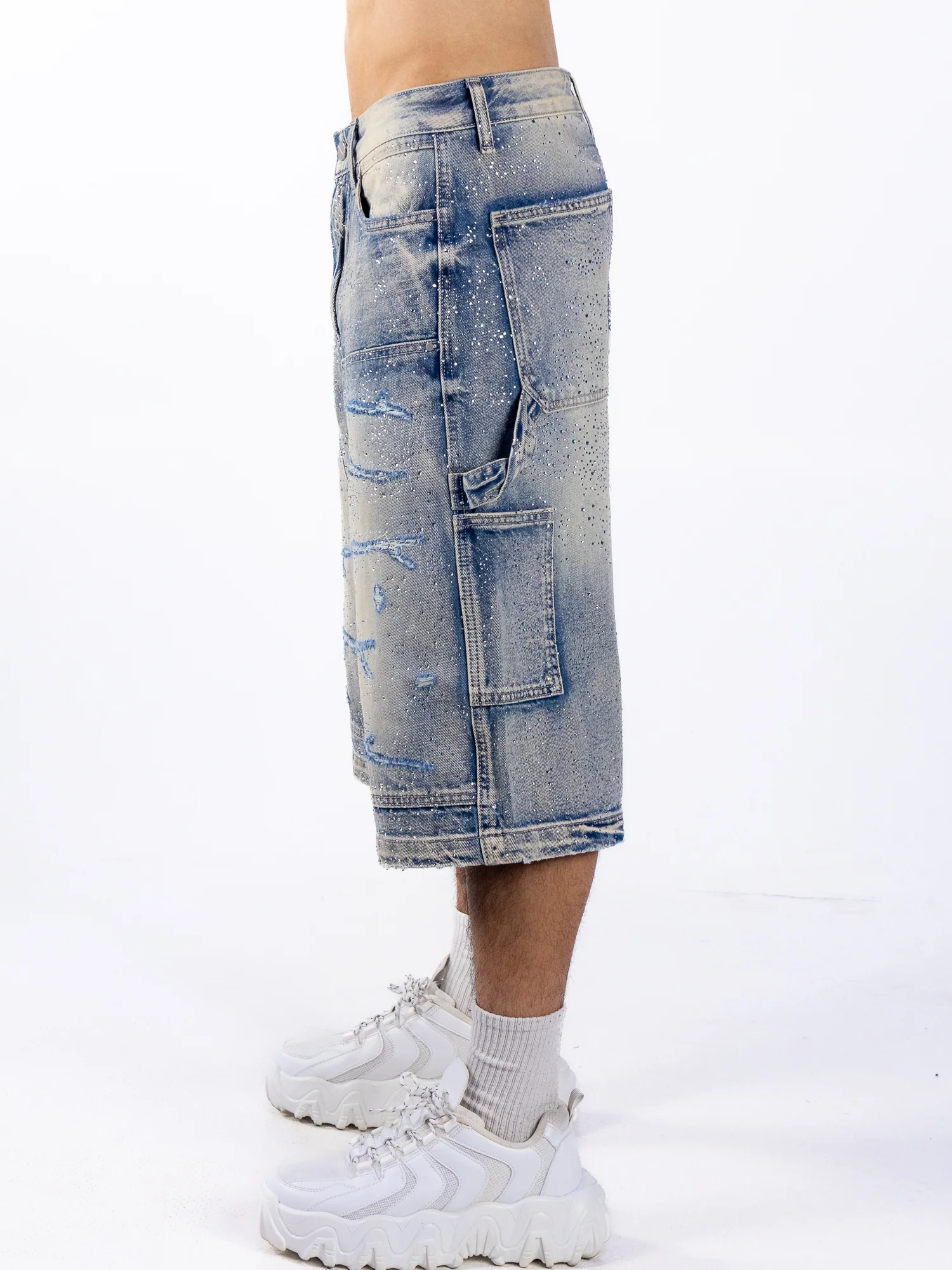 Blue Stone Men's Rhinestone Jorts - Image 3