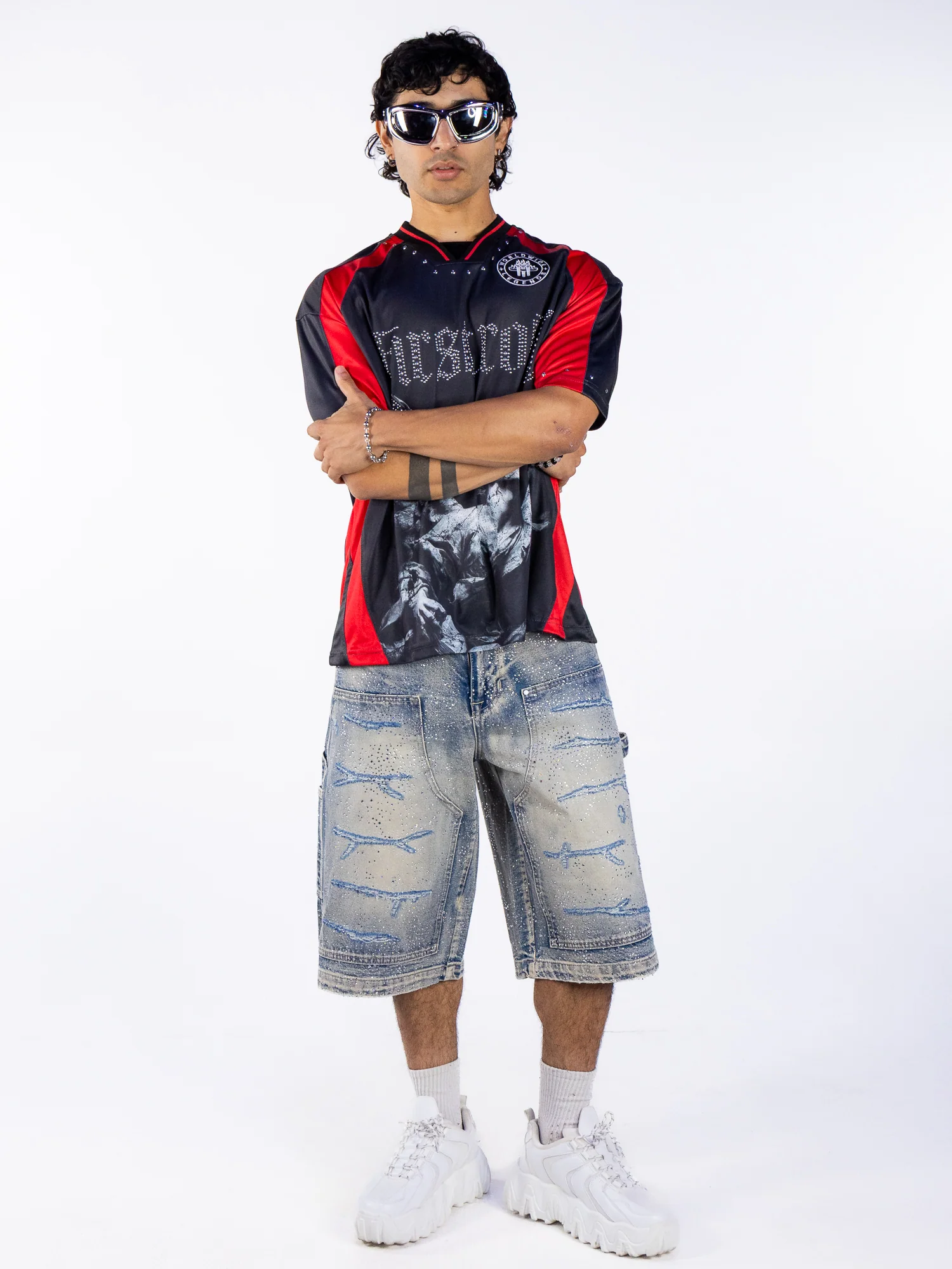 Blue Stone Men's Rhinestone Jorts - Image 6