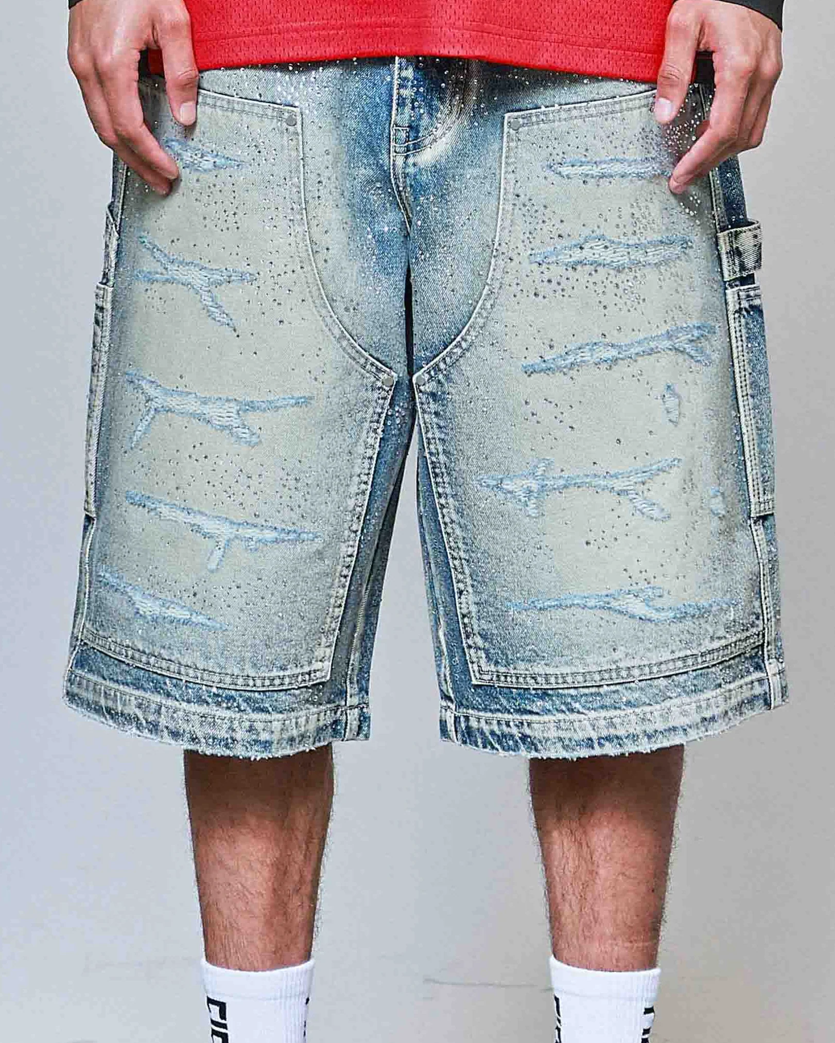 Blue Stone Men's Rhinestone Jorts - Image 8