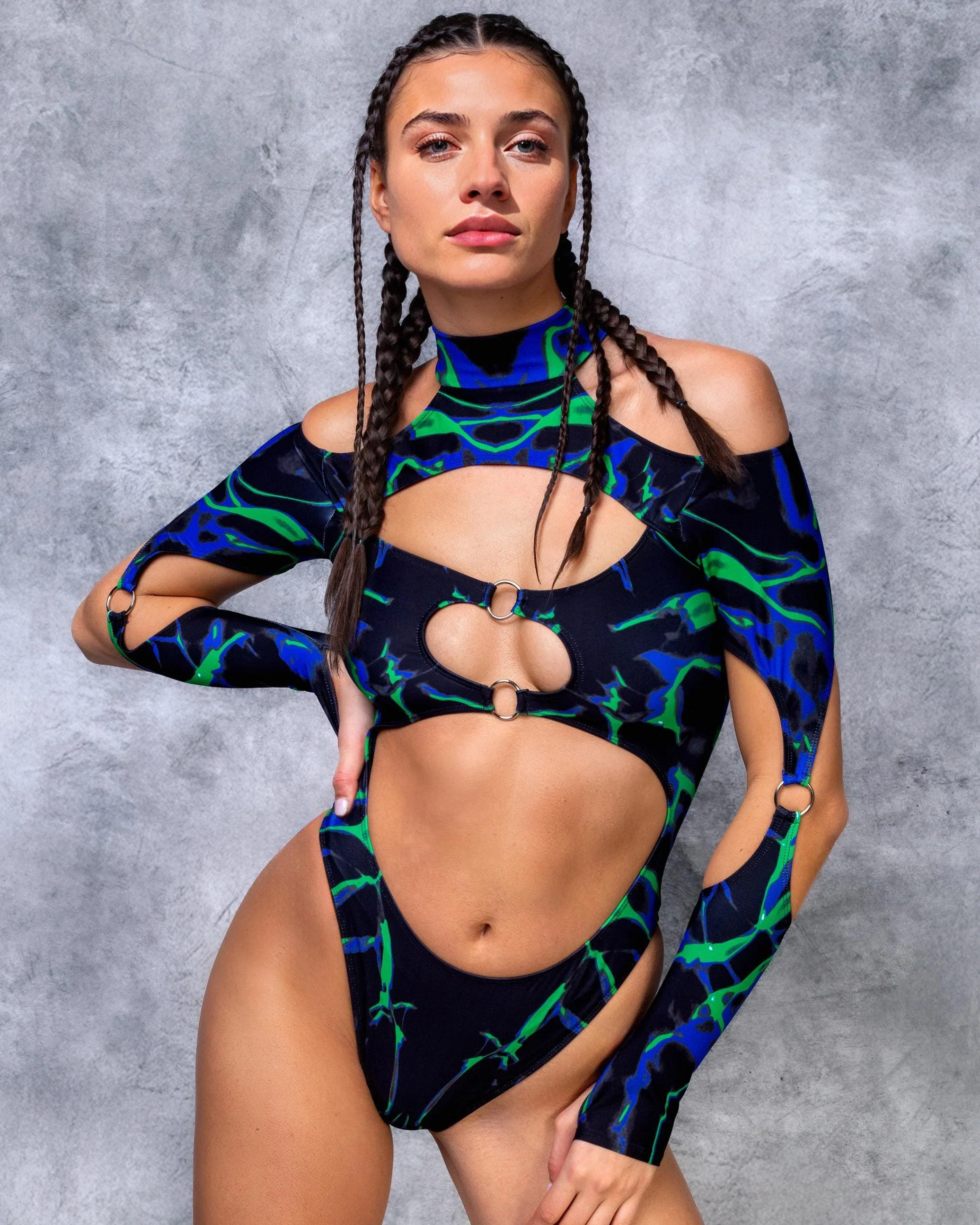 Candy Catz Magnetic Field Women's Blue Cutout Bodysuit - Image 7