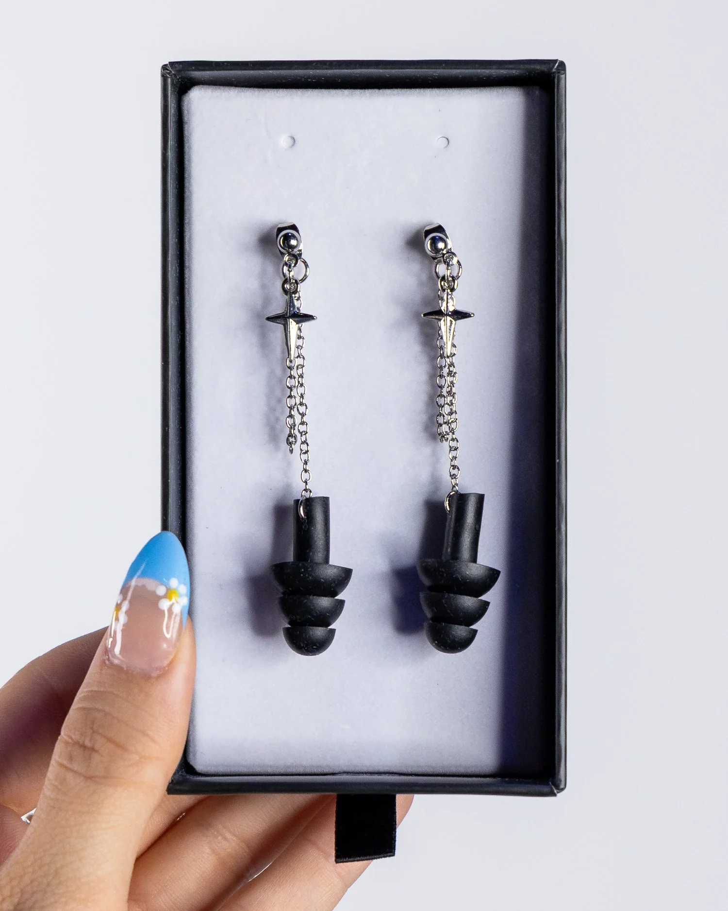 Chrome Star Earplug Earrings