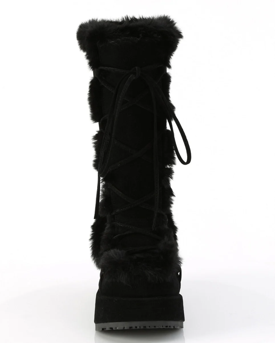 Demonia Black Winter Solstice Faux Fur Boots - Image 6