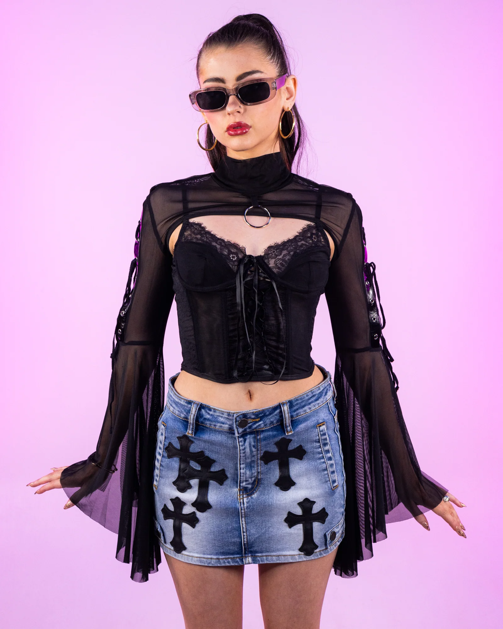 Dark Moonlight Women's Black Mesh Shrug - Image 10