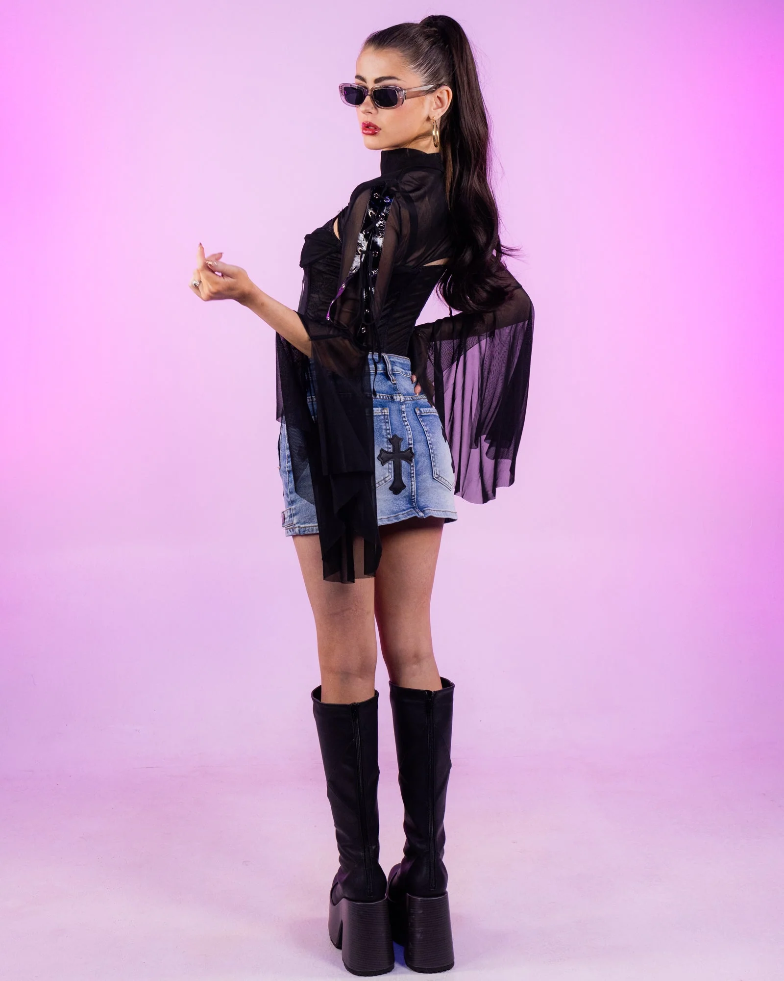 Dark Moonlight Women's Black Mesh Shrug - Image 7