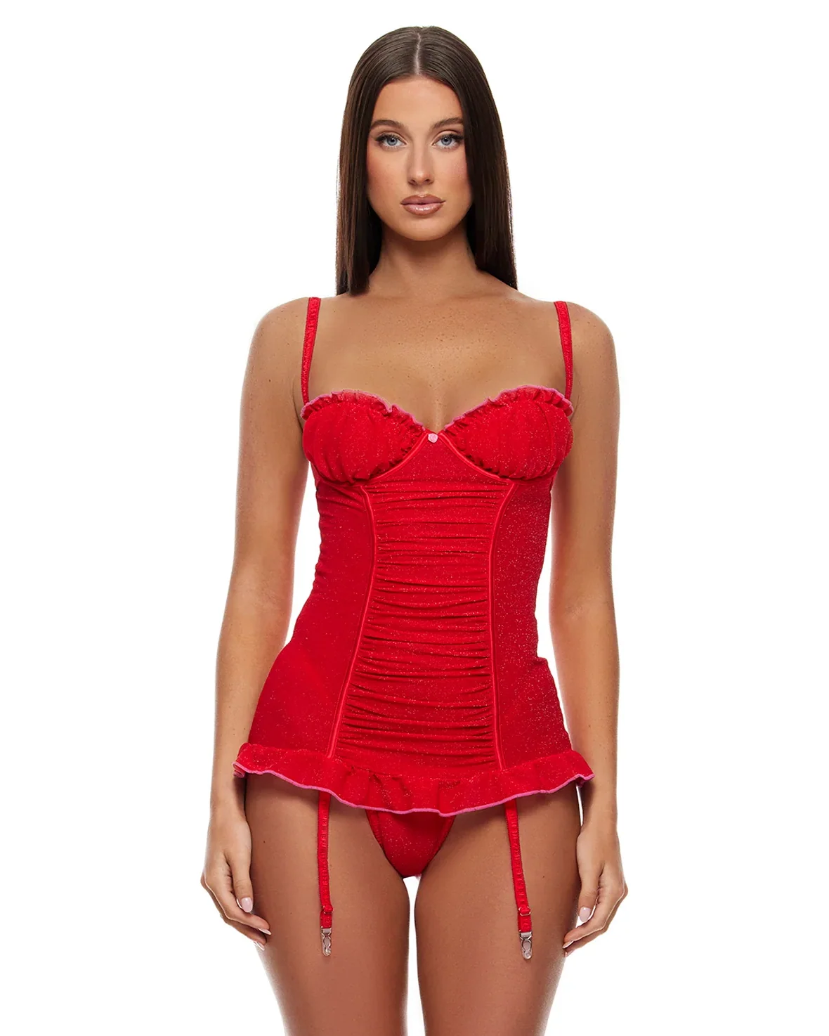Date Night Women's 2pc Red Chemise Set