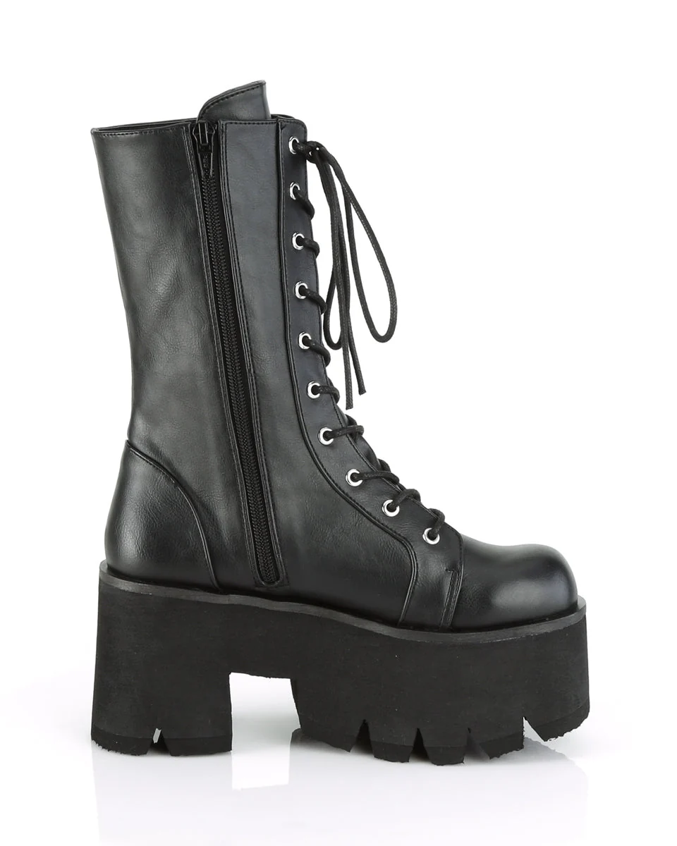 Demonia Ashes Black Lace-Up Mid-Calf Platform Boot - Image 6