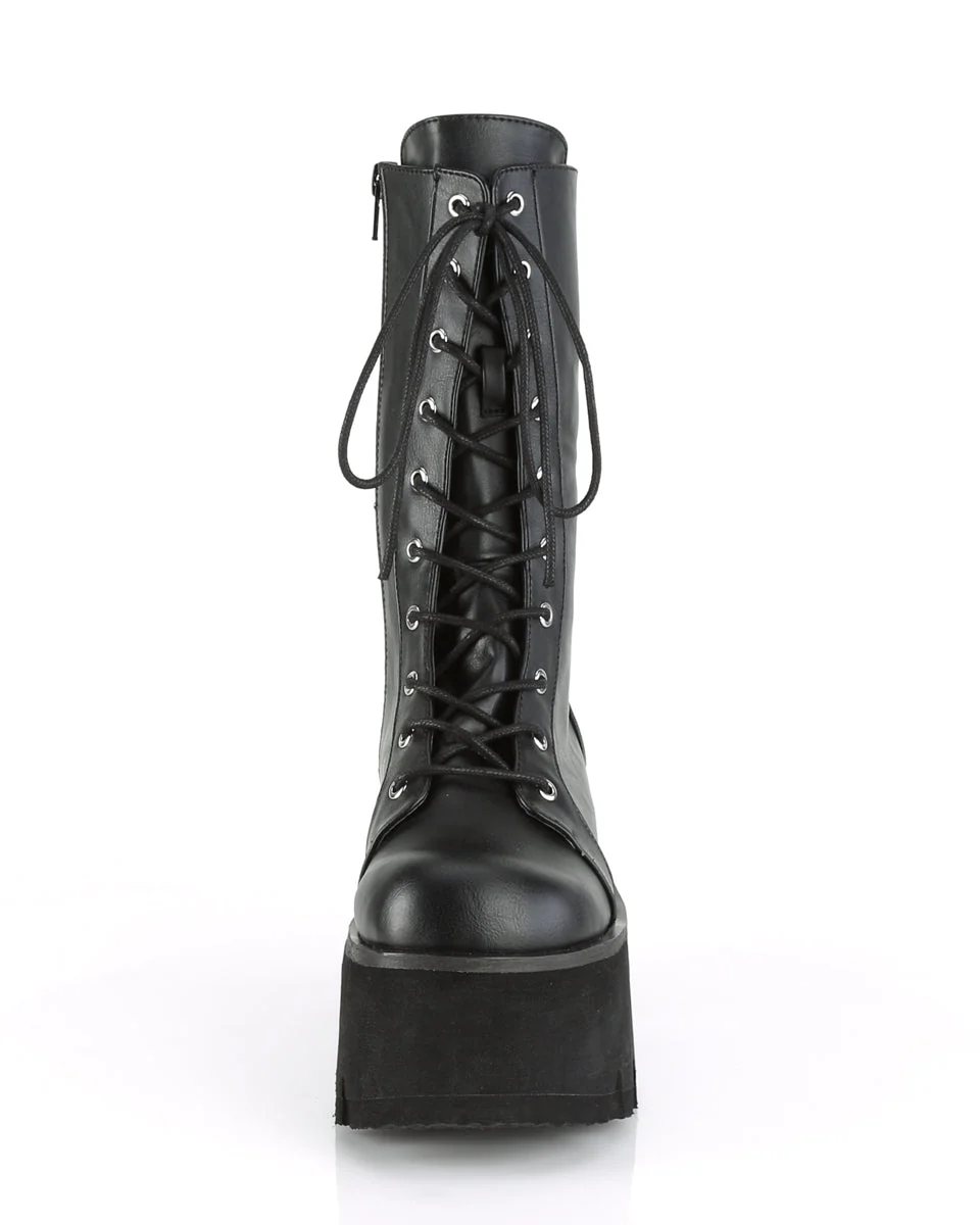 Demonia Ashes Black Lace-Up Mid-Calf Platform Boot - Image 7