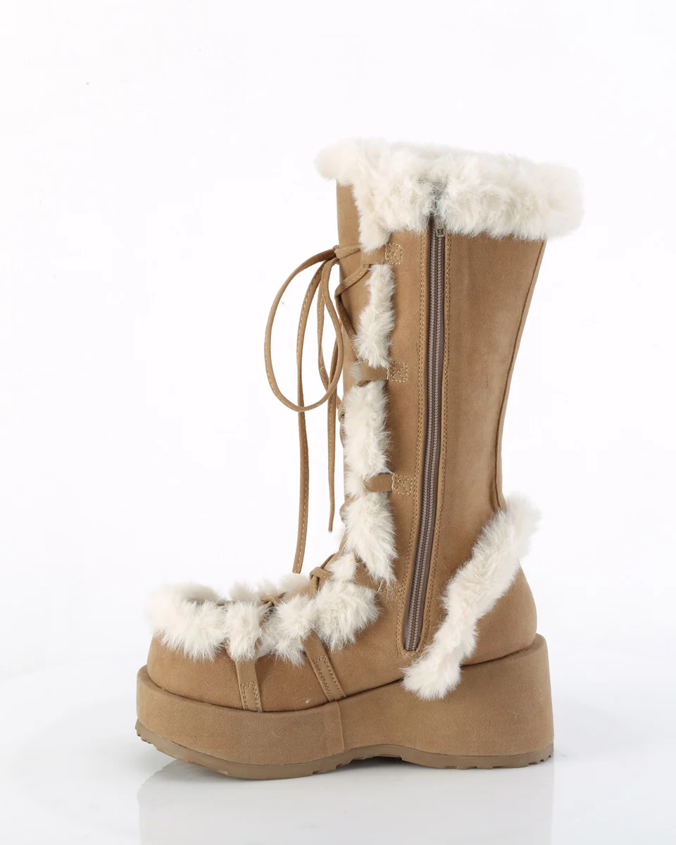 Demonia Brown Winter Solstice Faux Fur Boots - Image 7