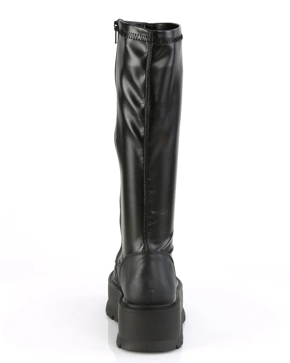 Demonia Slacker Matte Black Knee High Boots - Image 9