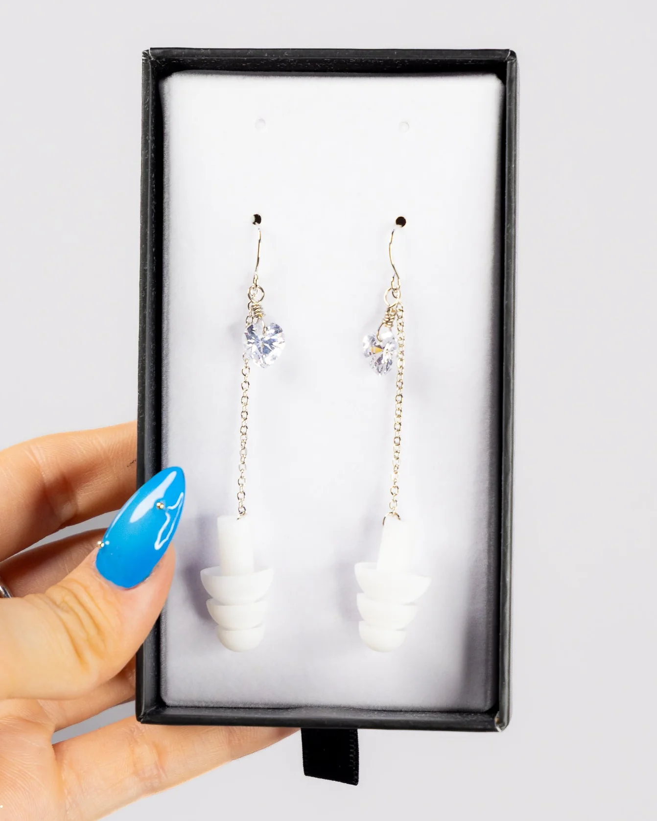Diamond Hearts Earplug Earrings