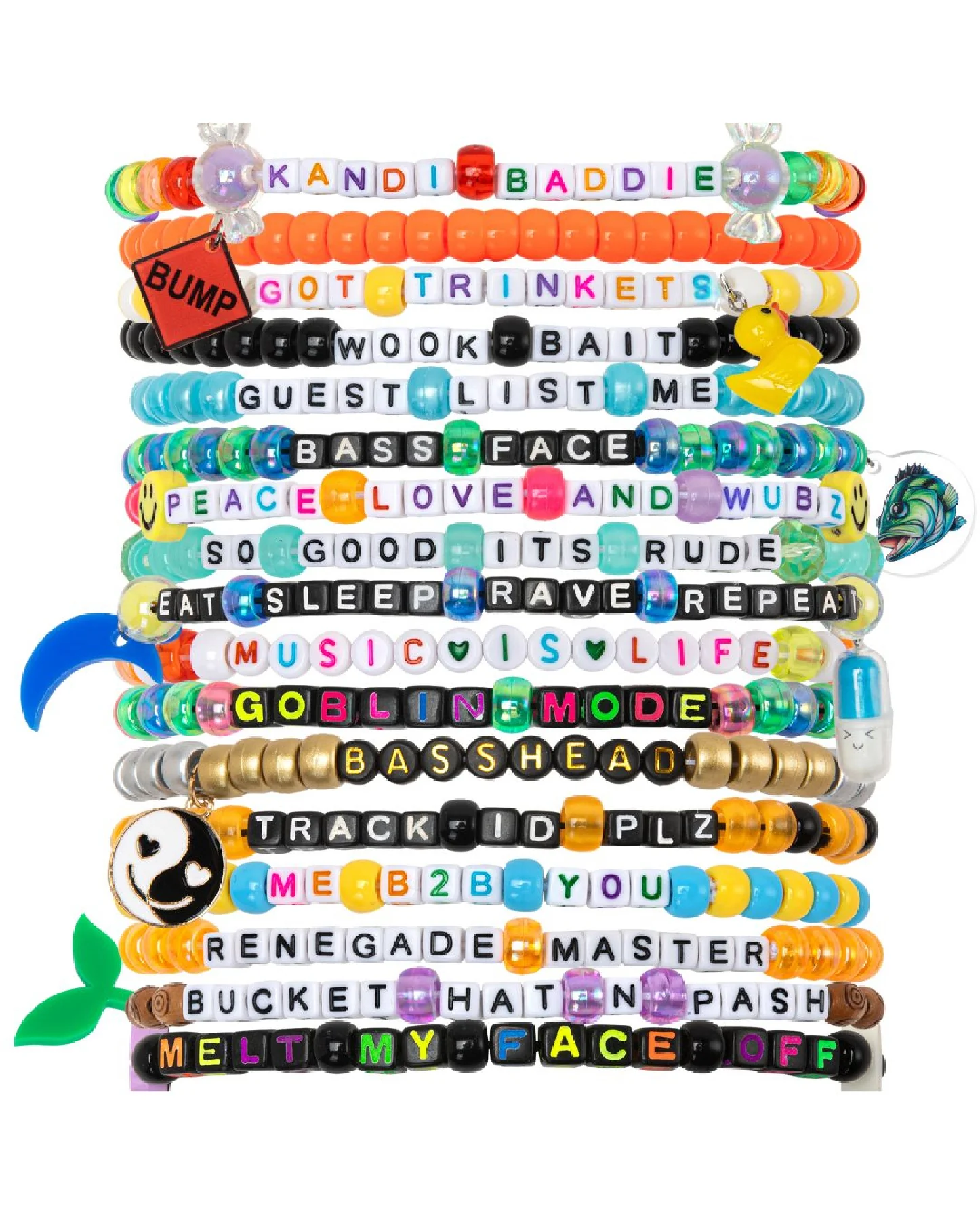 "EDM Life" 13pc Pre-Made Kandi Bracelets