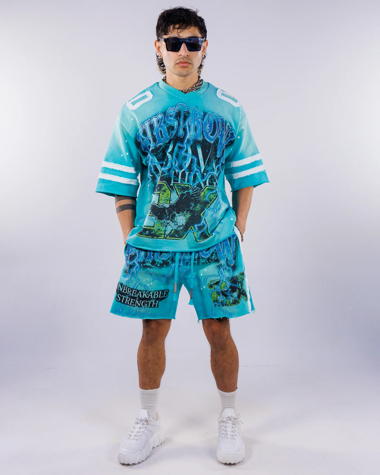Electric Storm Men's Blue Shorts - Image 2