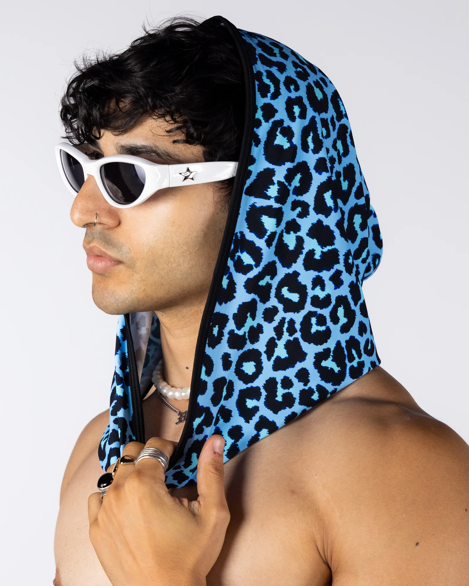 Feral Feline Unisex Blue Leopard Hood