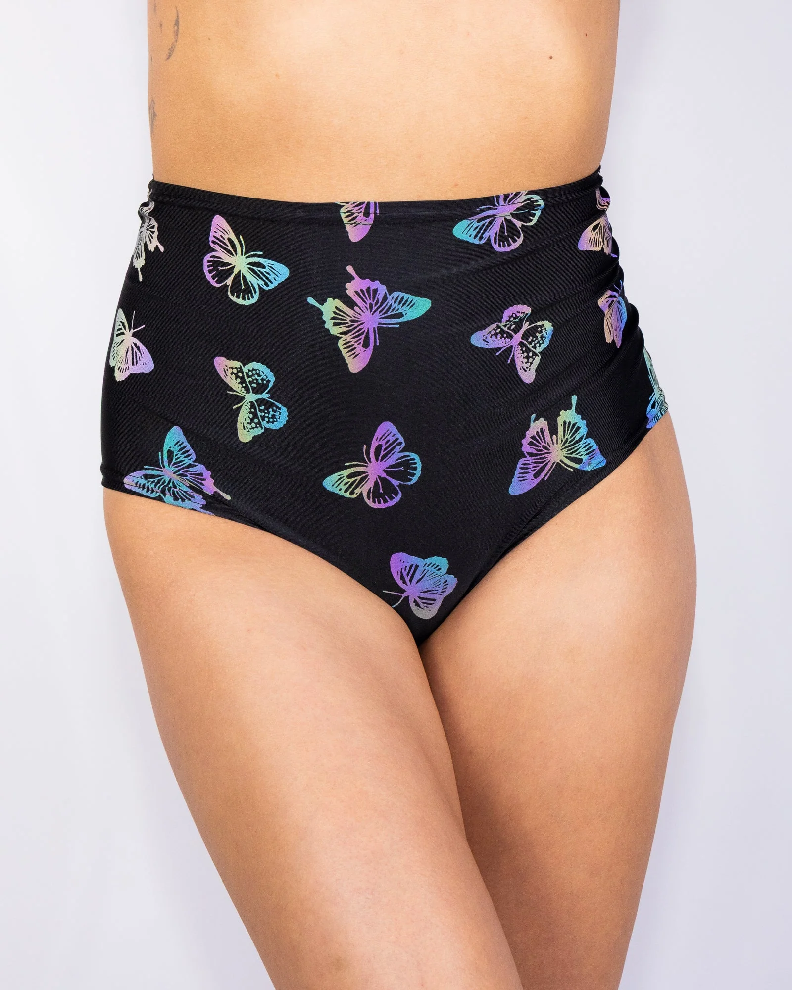 Flash Reflective Butterfly Women's Lace-Up Booty Shorts - Image 2