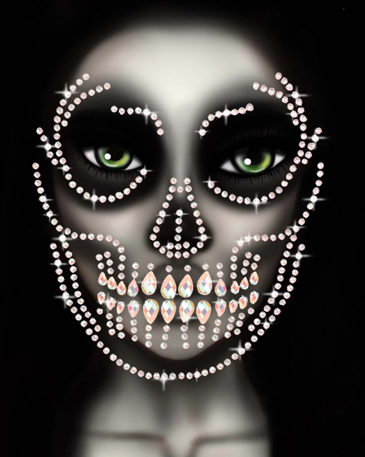 Glow In The Dark Skull Unisex Face Jewels - Image 3