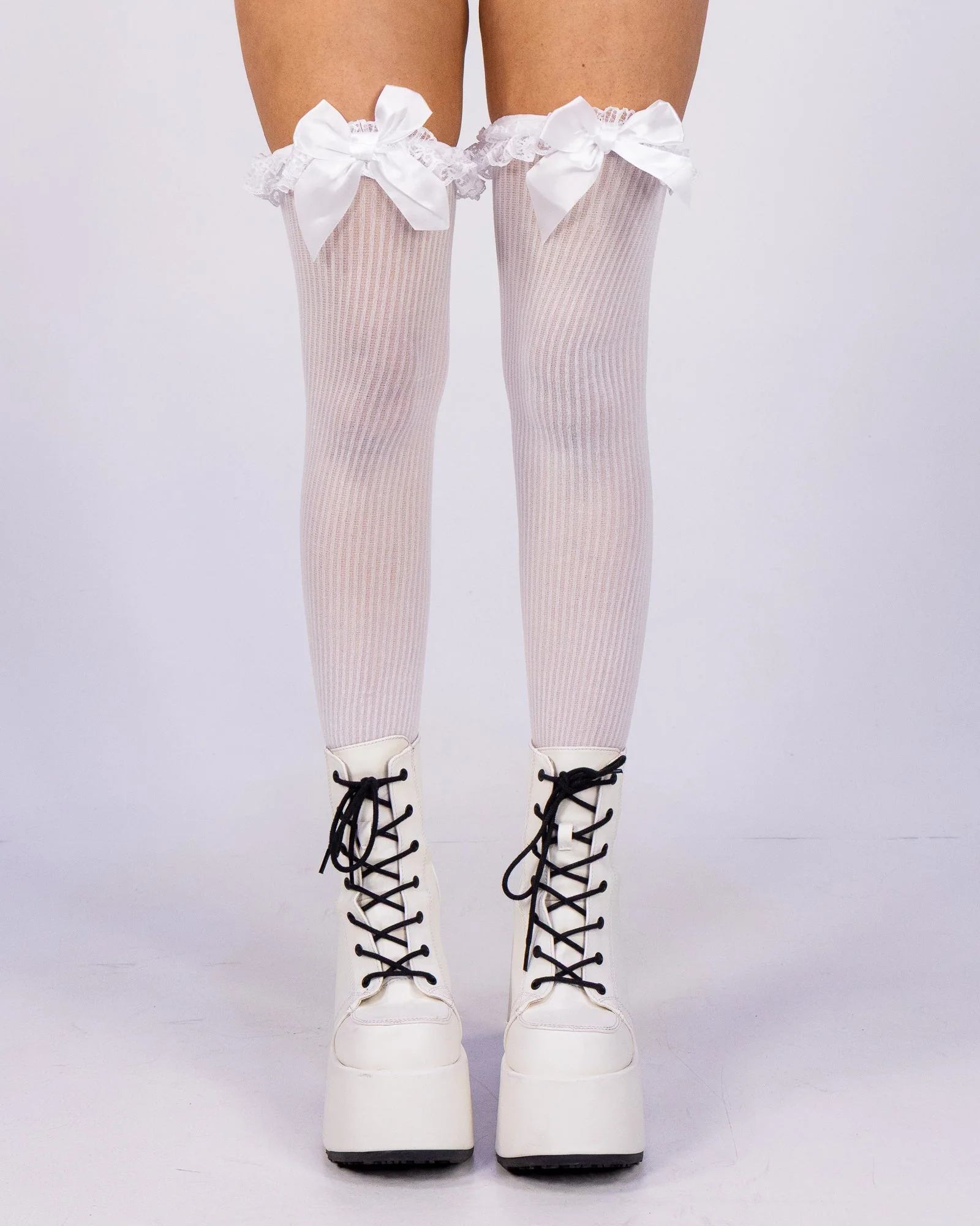 Lace Garter Women's Sheer Striped Thigh Highs - Image 3