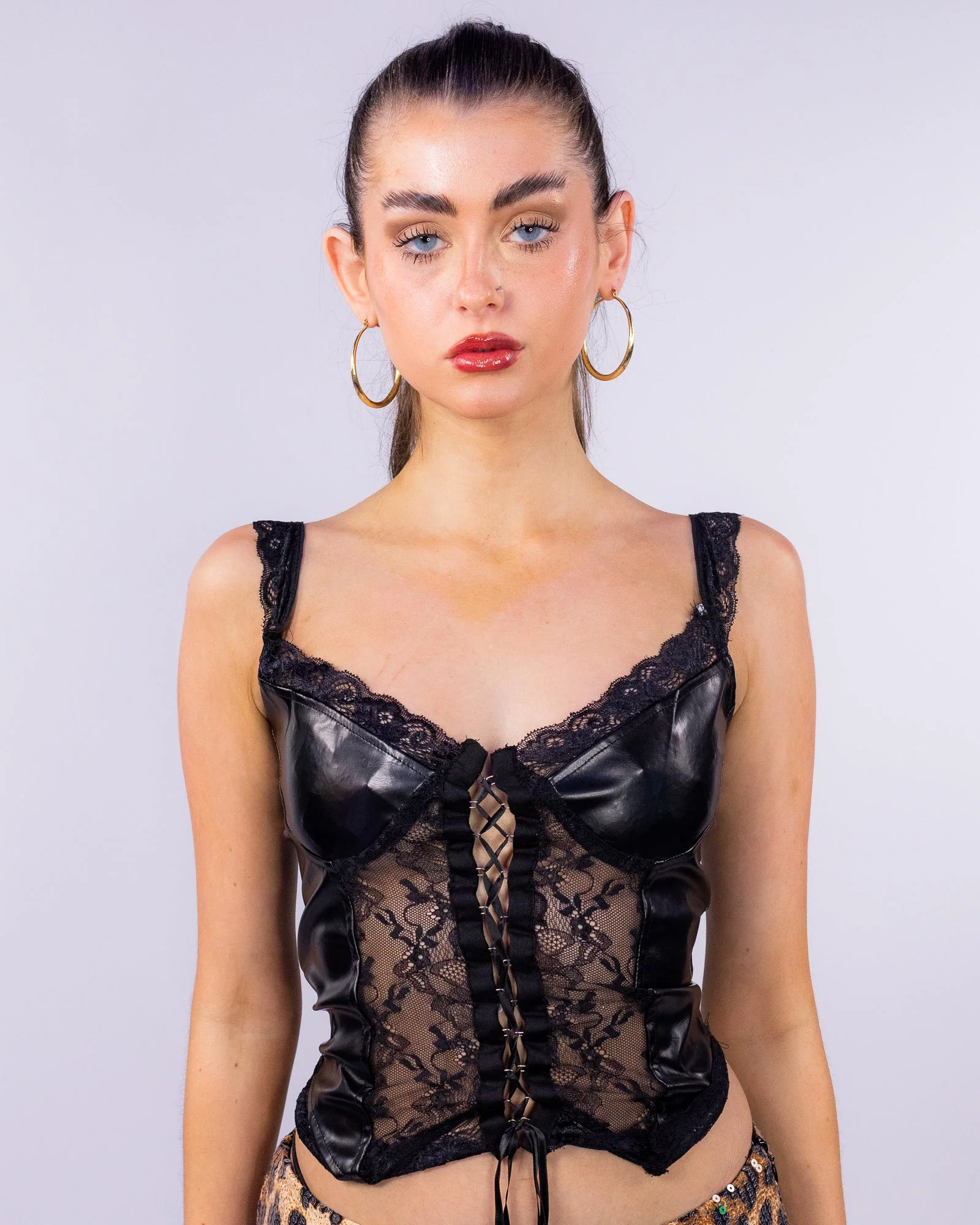 Lacy Dream Women's Black Faux Leather Top - Image 3
