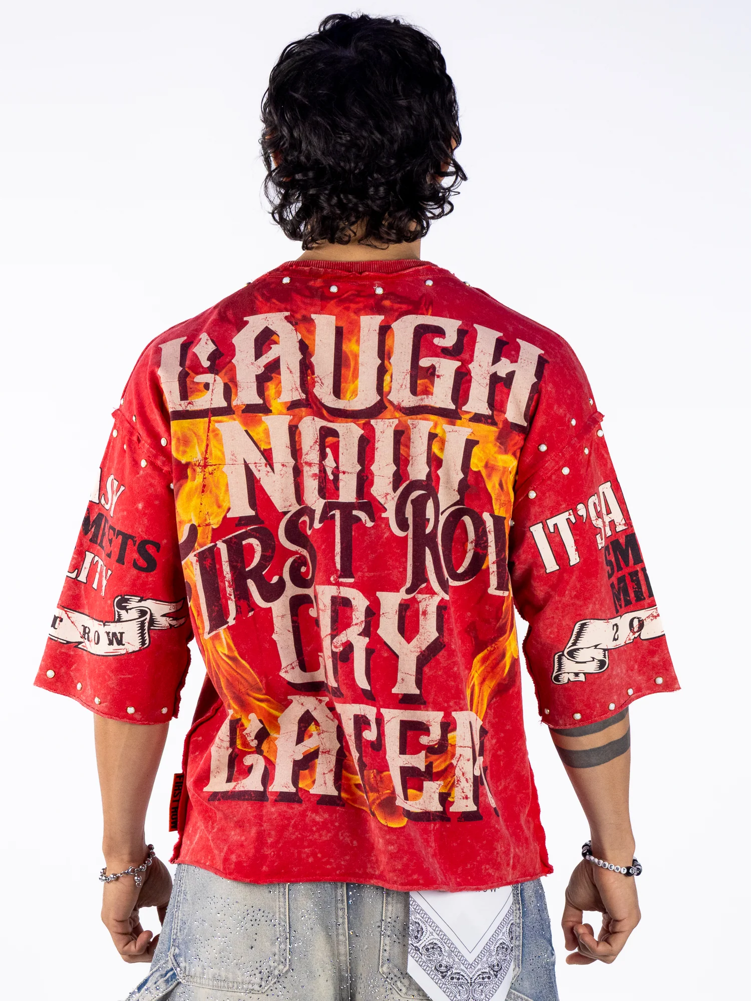 Laugh Now Cry Later Inferno Men's Red Tee - Image 4