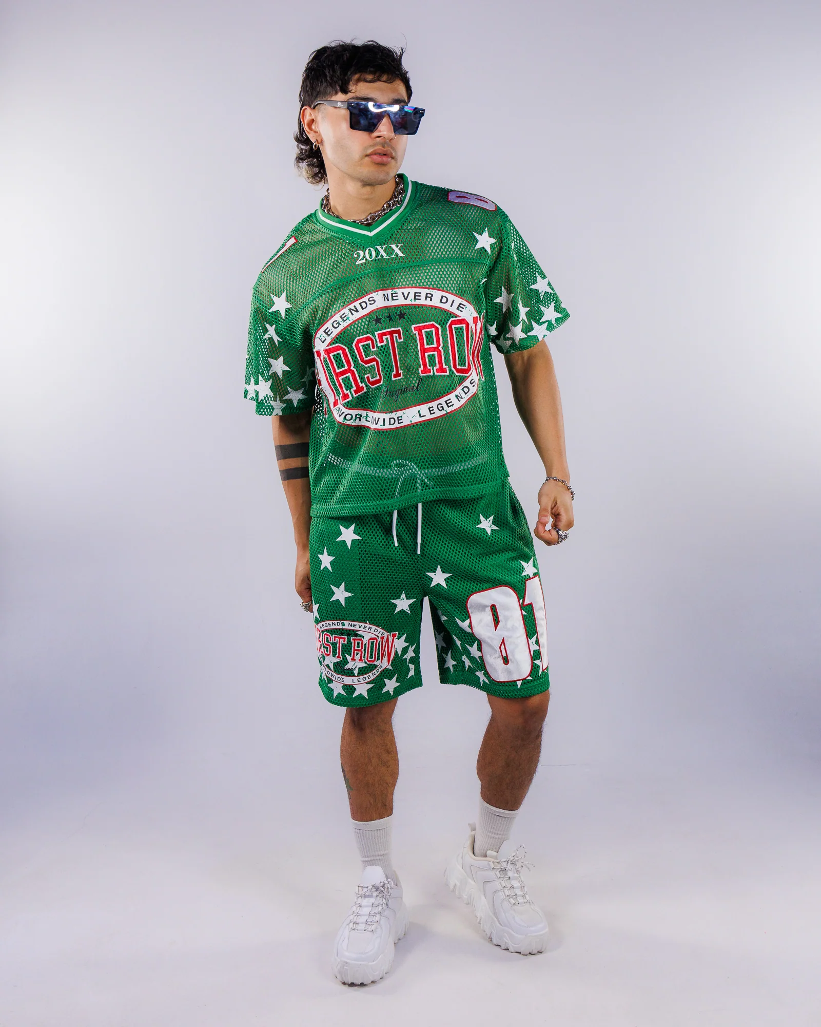 Legends Never Die Men's Green Football Shorts - Image 2