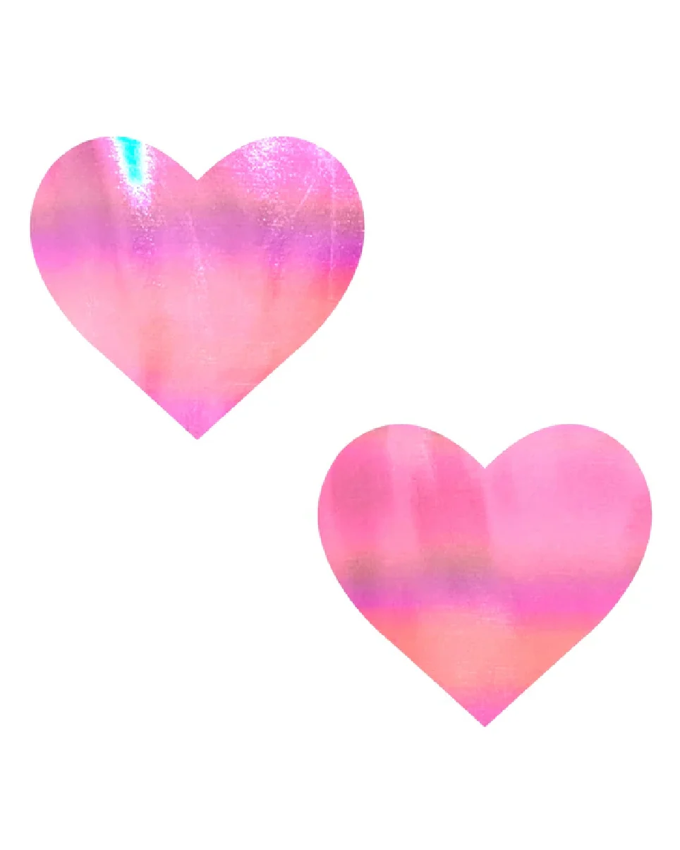 Love Heart Pink Shimmer Women's Heart Pasties - Image 2