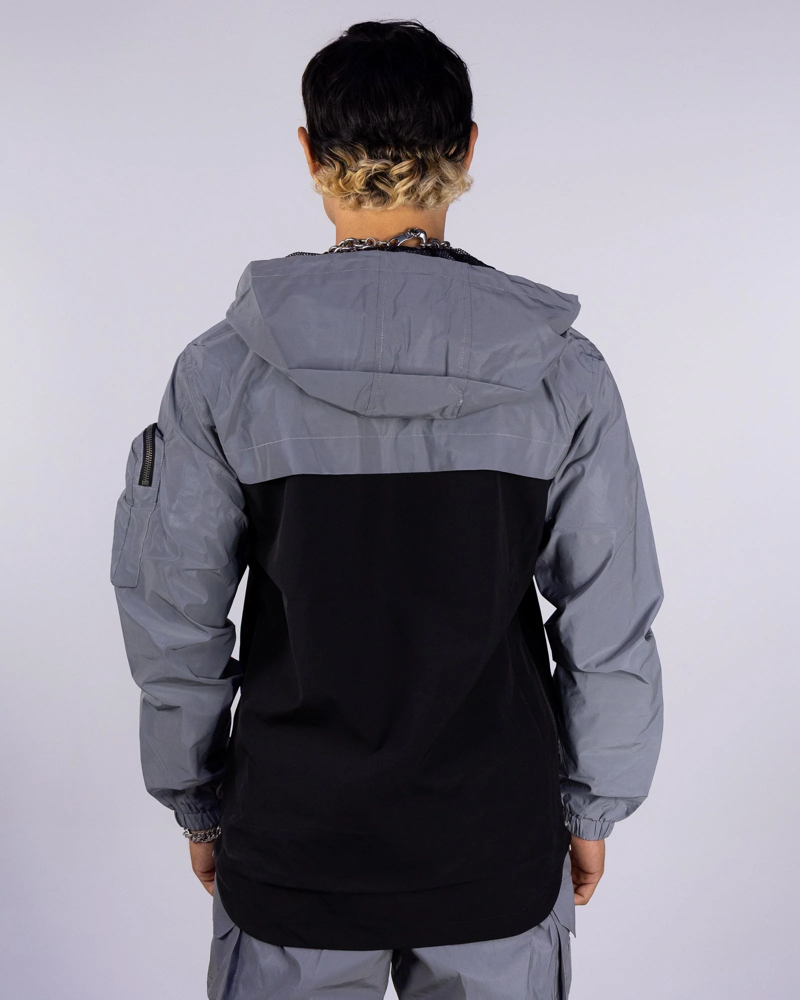 Night Light Men's Silver Reflective Pullover Windbreaker - Image 6