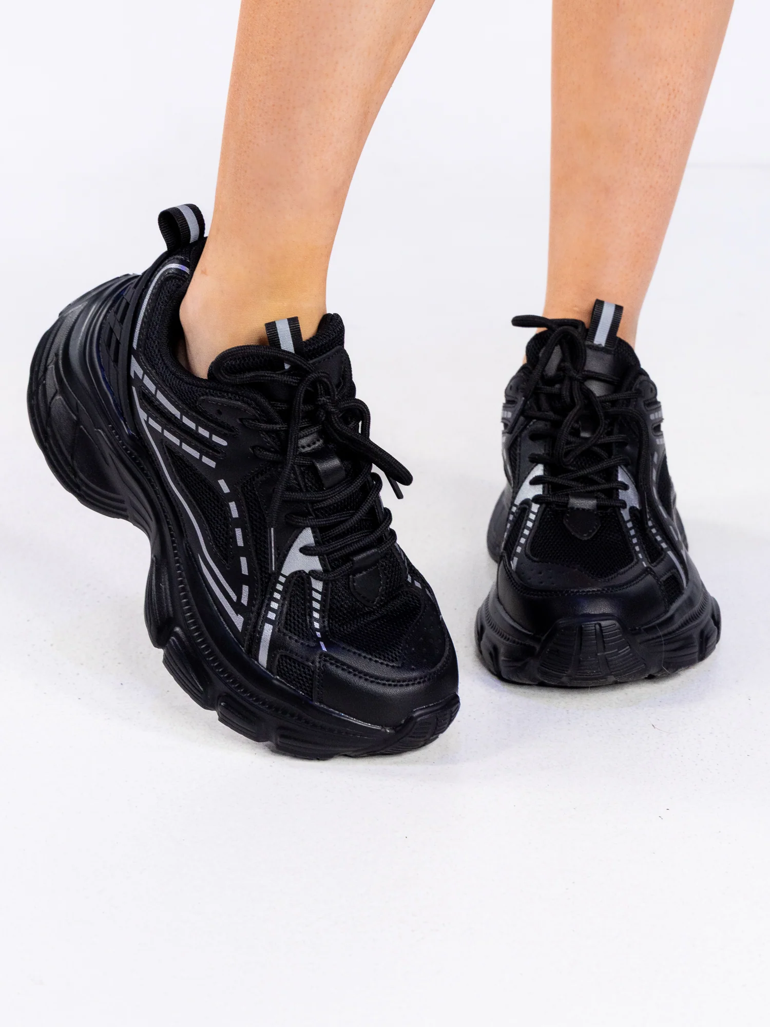 No Nonsense Women's Black Chunky Sneakers
