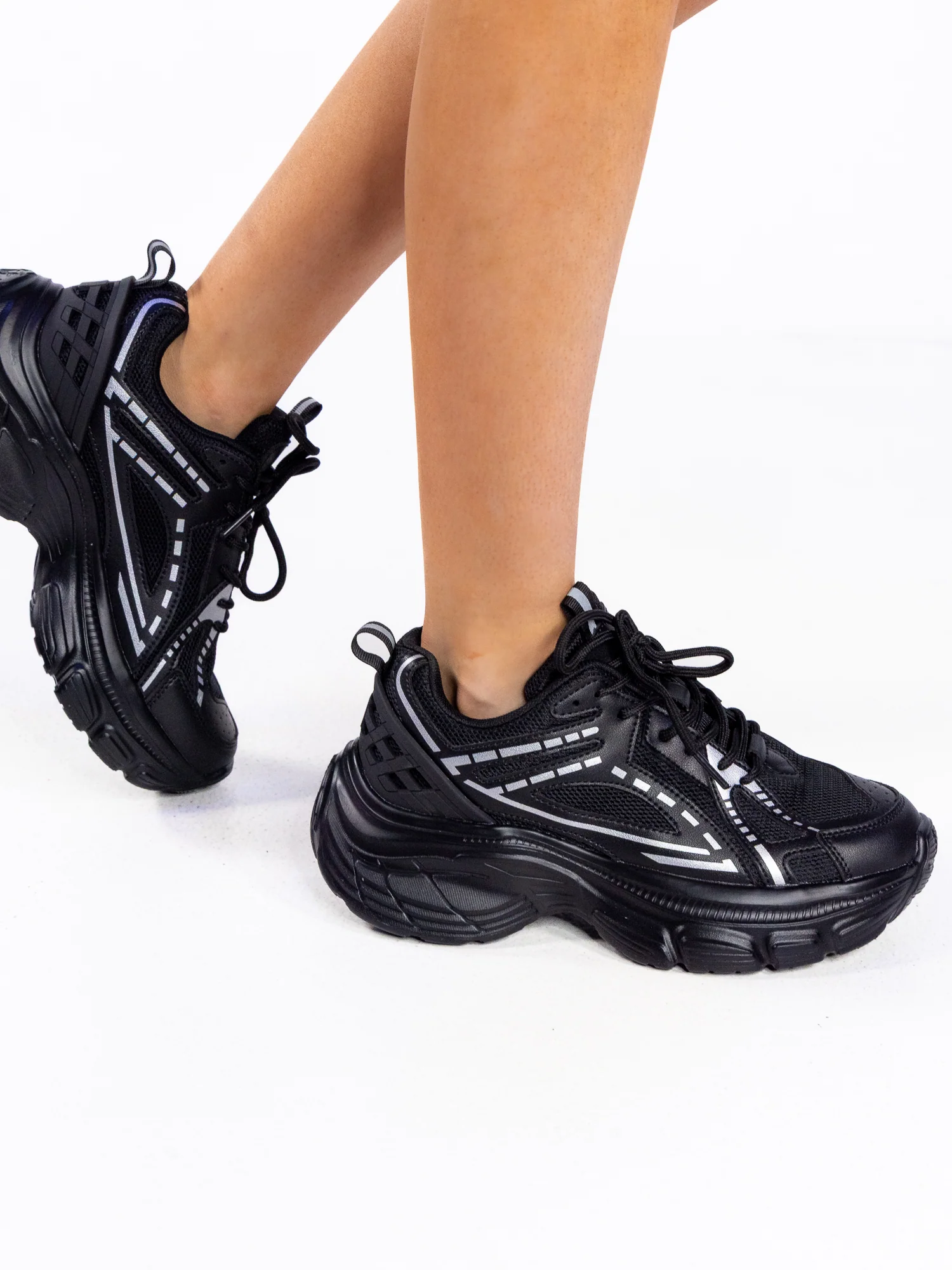 No Nonsense Women's Black Chunky Sneakers - Image 2