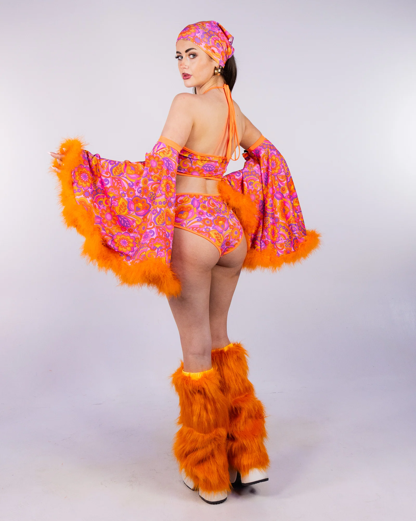 Orange Paisley Daze Women's Cutout Bodysuit - Image 7