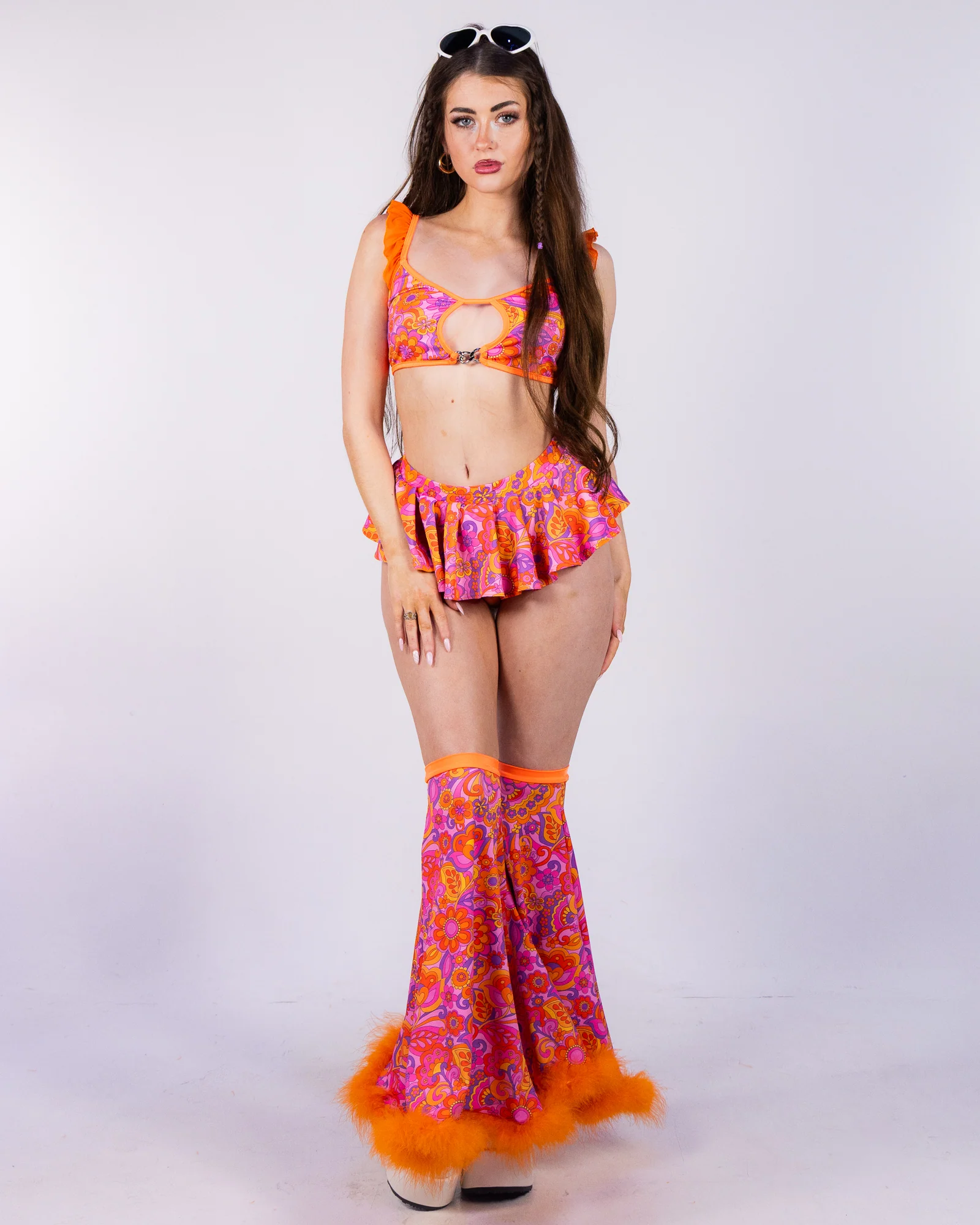 Orange Paisley Daze Ruffle Skirt Bottoms - Image 2