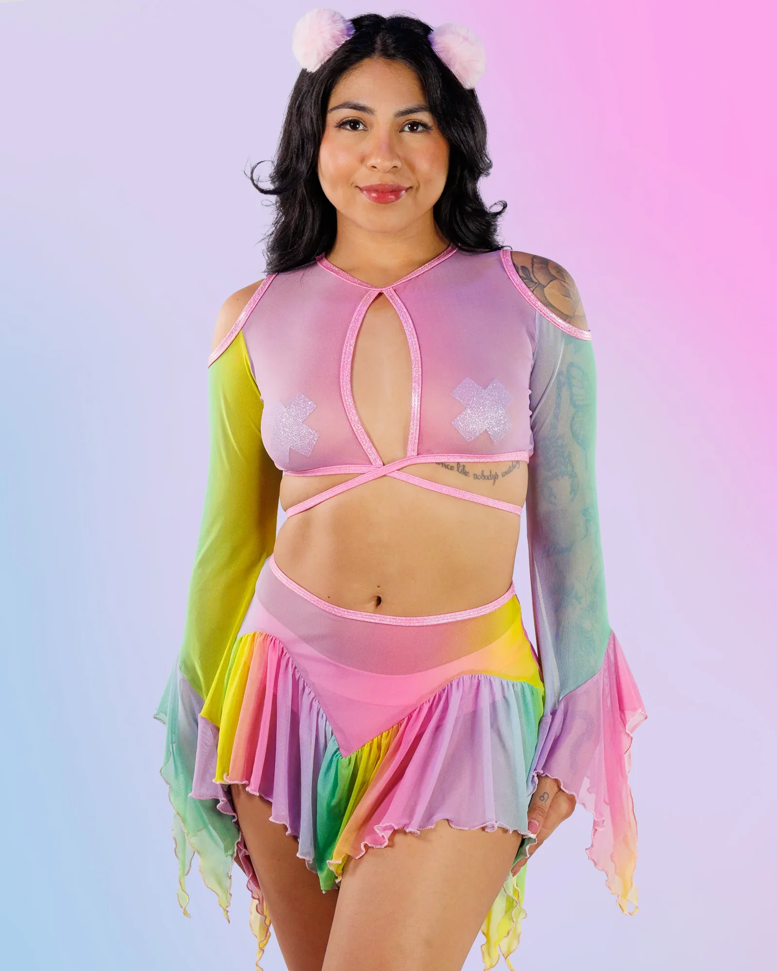 Pastel Rainbow Women's Flow Mesh Set