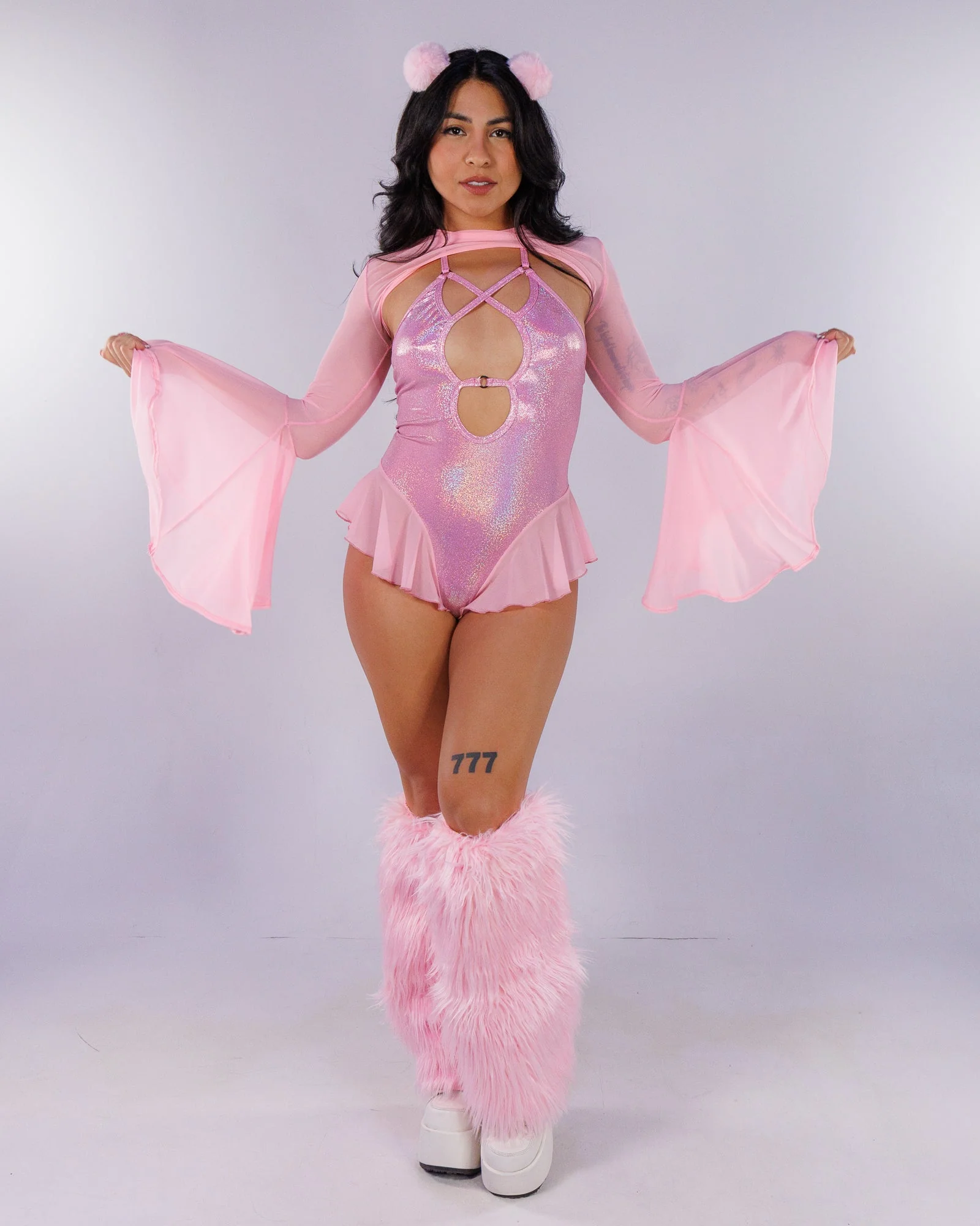Pink Cosmic Shimmer Women's Halter Ballerina Bodysuit - Image 6