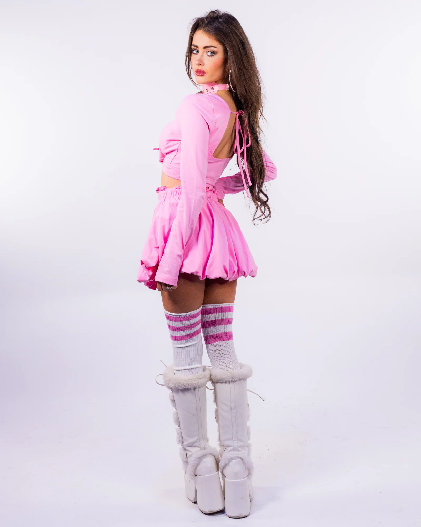 Pink Delight Women's 2pc Baby Pink Skirt Set - Image 8