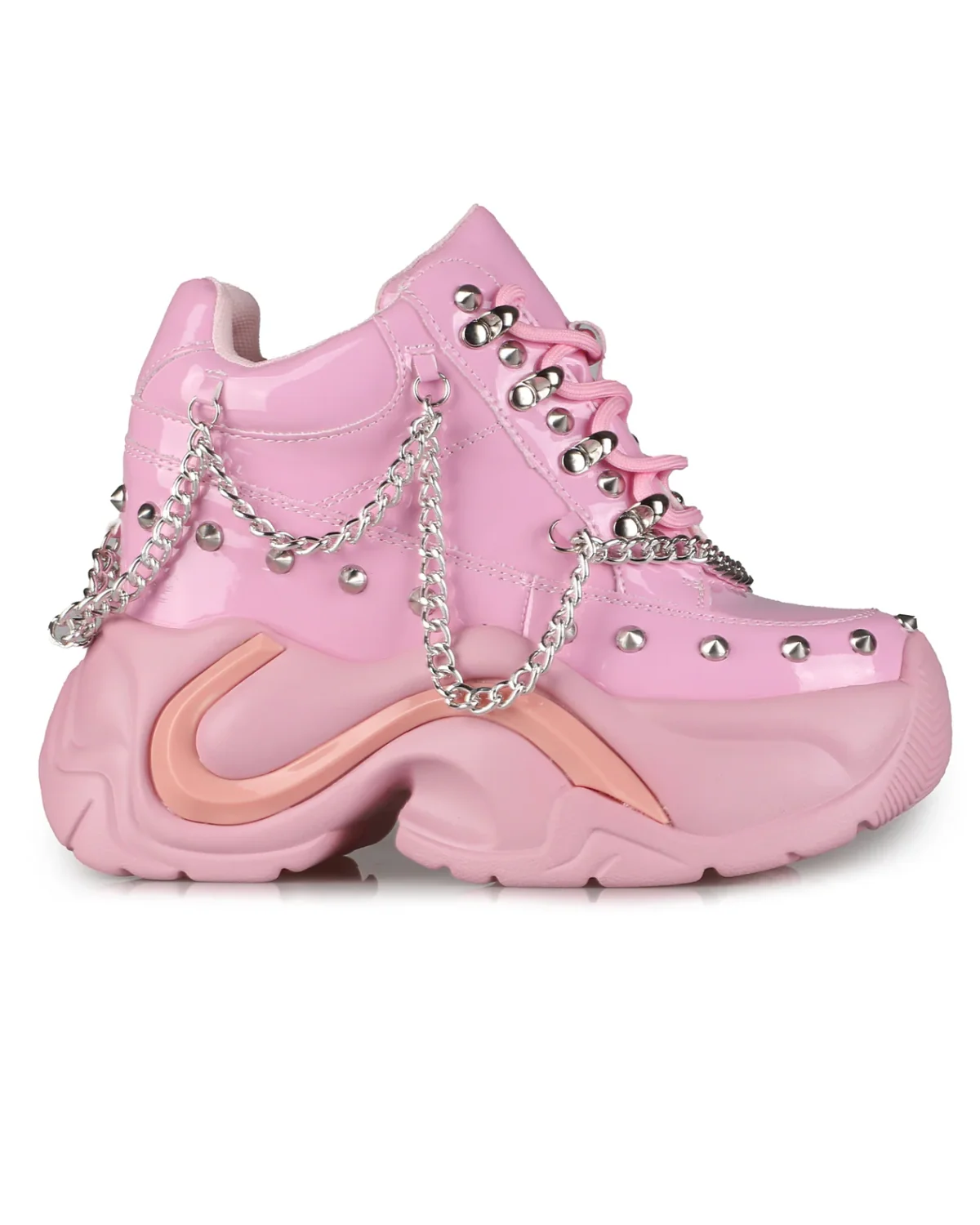 Pink Jupiter Women's Chain Wedge Sneakers - Image 5