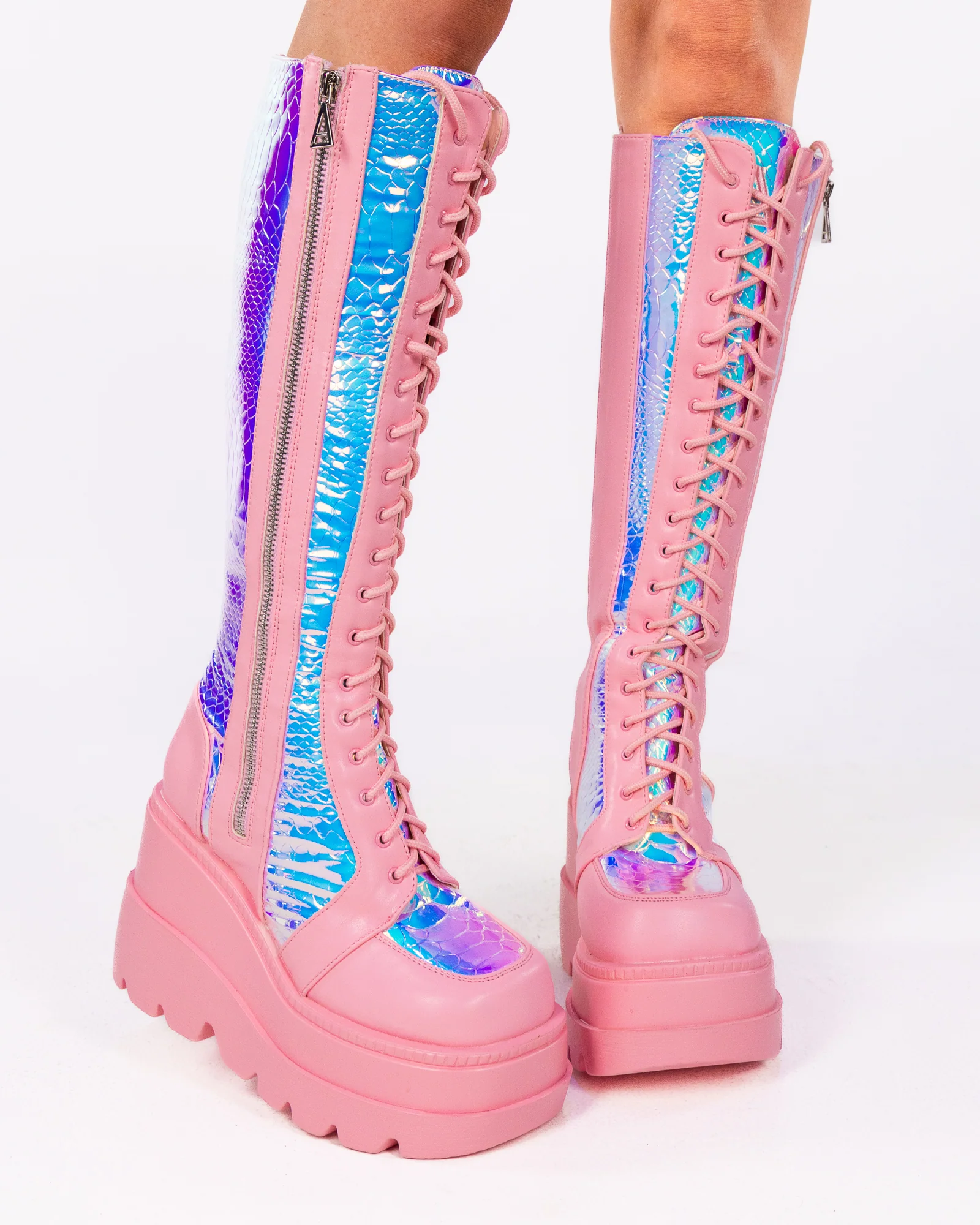 Pink Venom Women's Knee High Platform Boots