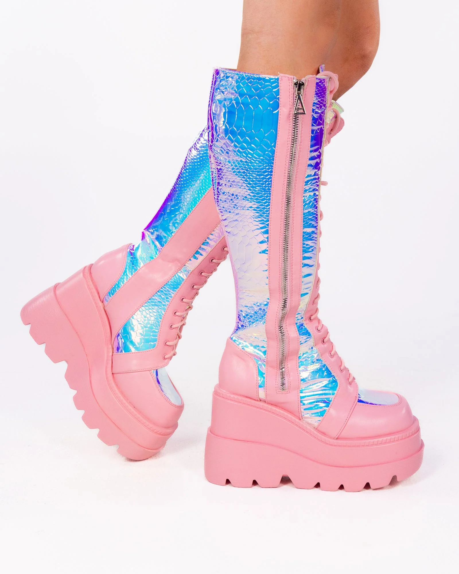 Pink Venom Women's Knee High Platform Boots - Image 2