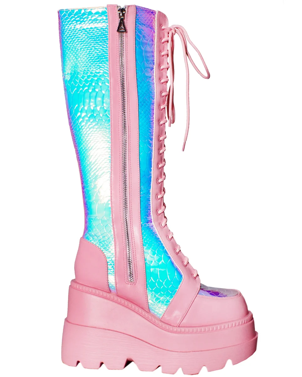 Pink Venom Women's Knee High Platform Boots - Image 4