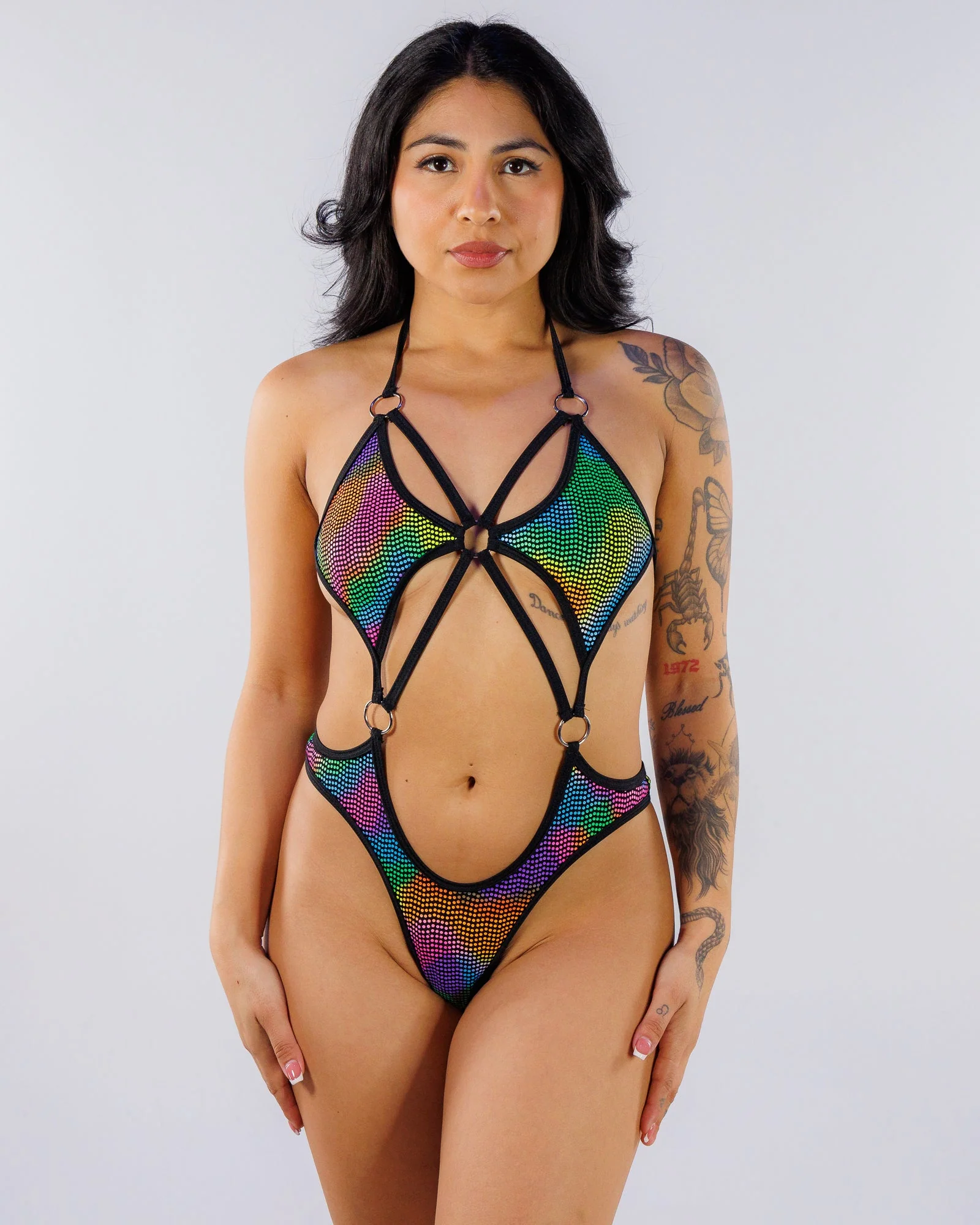 Pixelated Women's Multicolor Ring Bodysuit - Image 2