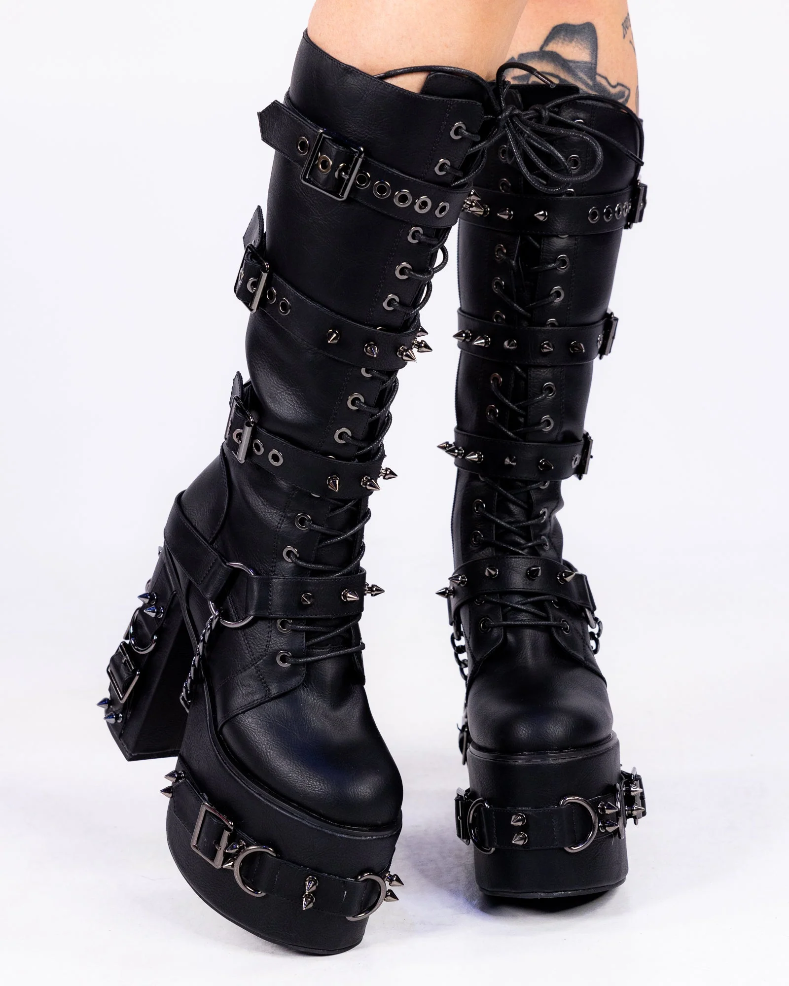 Princess Darkness Women's Black Knee High Platform Boots - Image 3