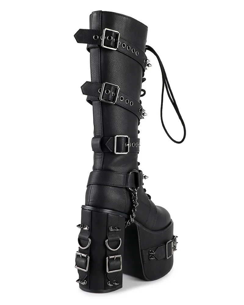 Princess Darkness Women's Black Knee High Platform Boots - Image 7