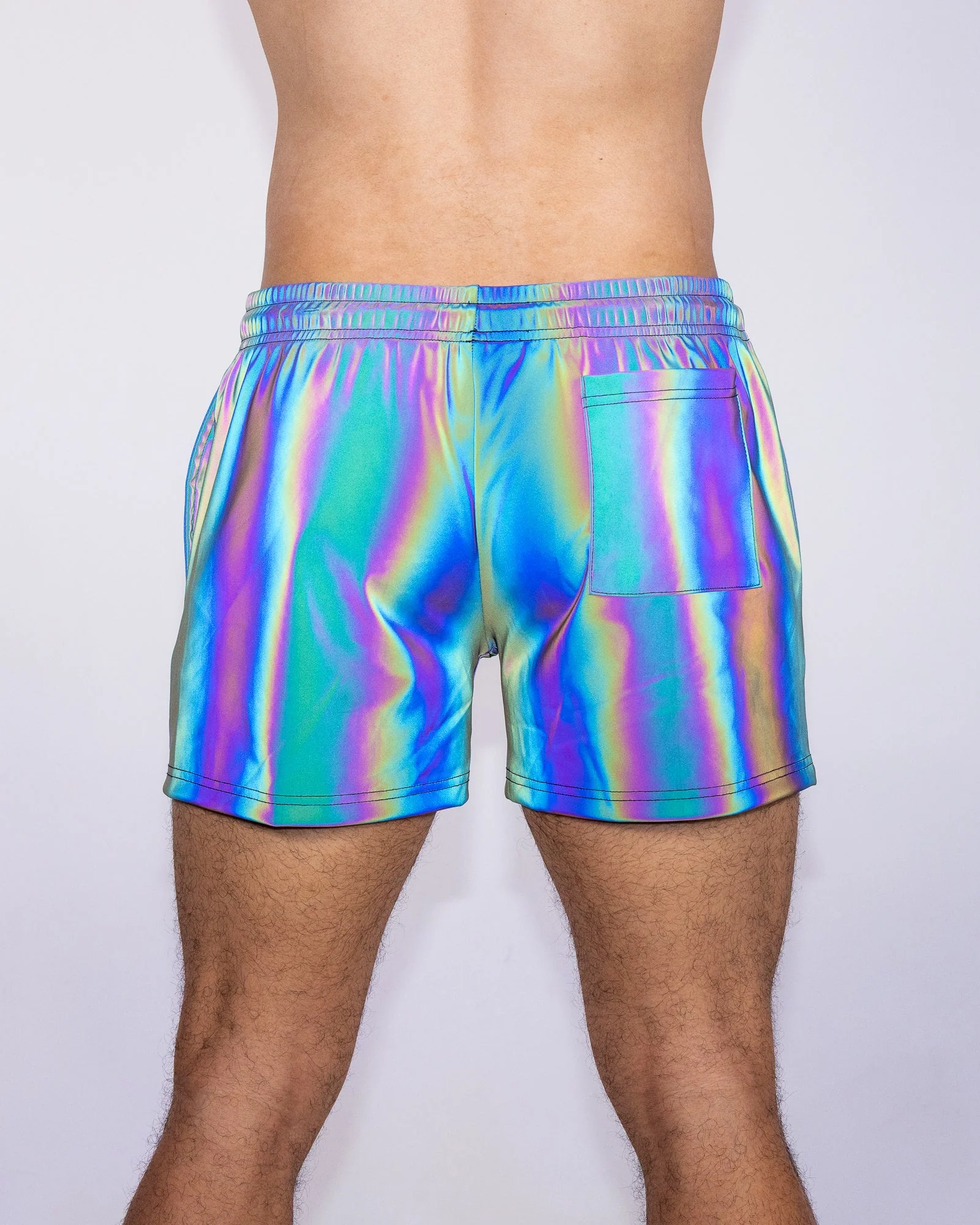 Rainbow Flash Reflective Drawstring Shorts - Image 4