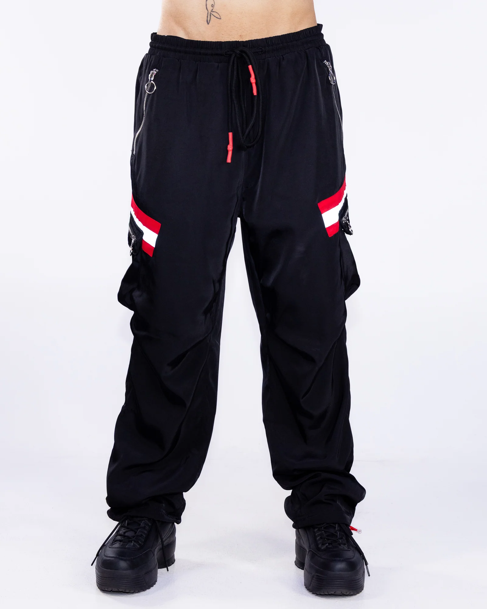 Reflective Tape Men's Black Utility Cargo Pants