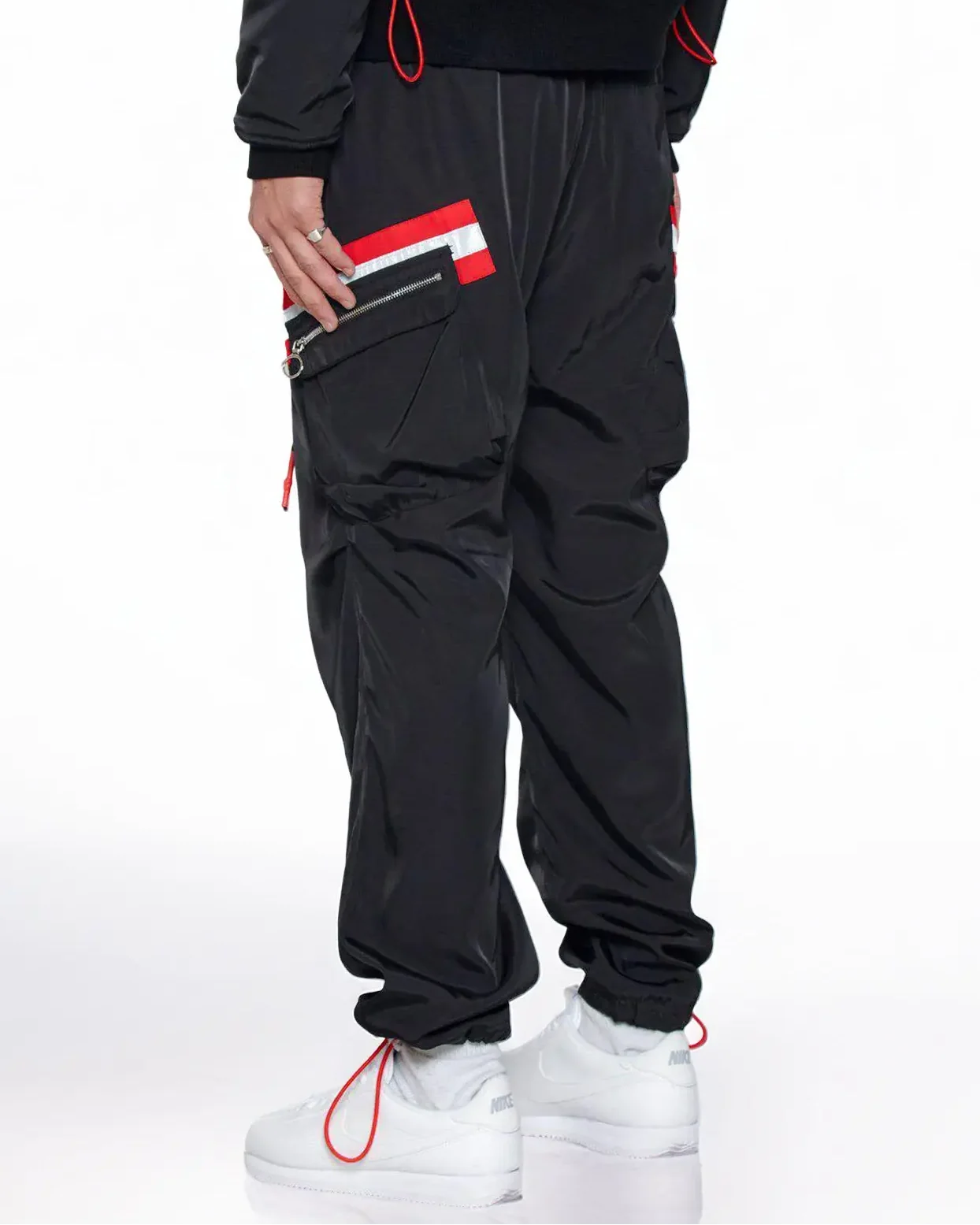 Reflective Tape Men's Black Utility Cargo Pants - Image 10