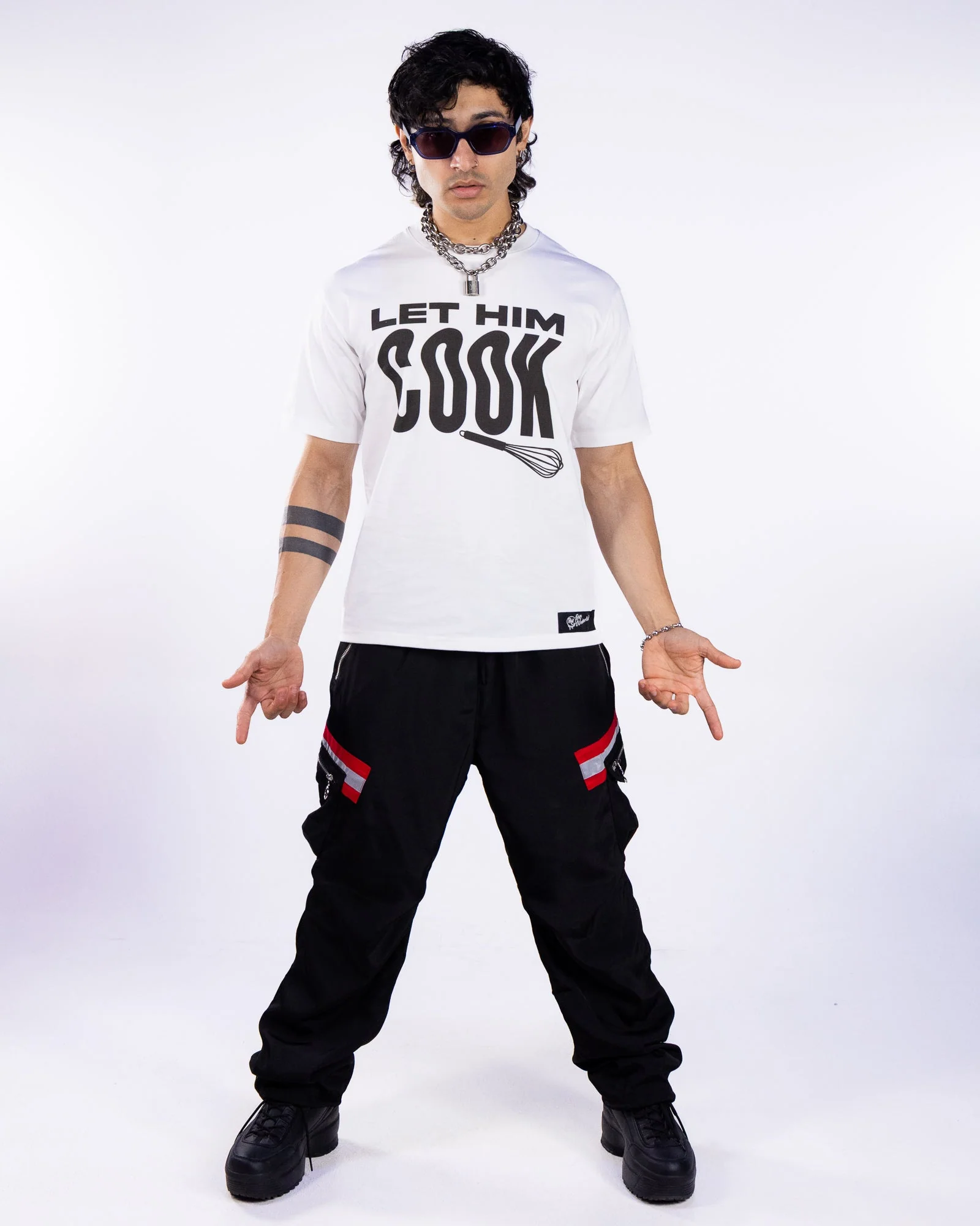 Reflective Tape Men's Black Utility Cargo Pants - Image 2