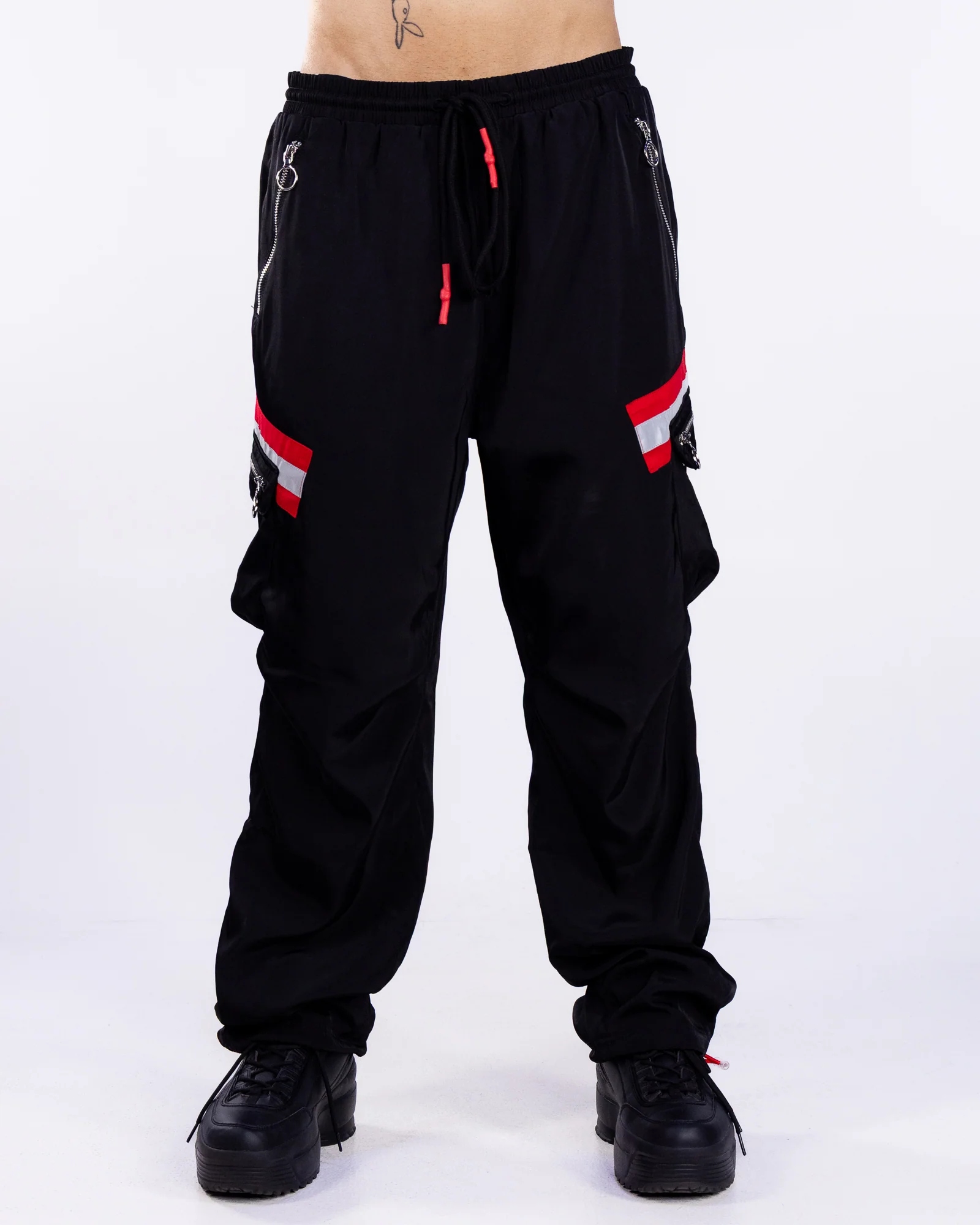 Reflective Tape Men's Black Utility Cargo Pants - Image 3
